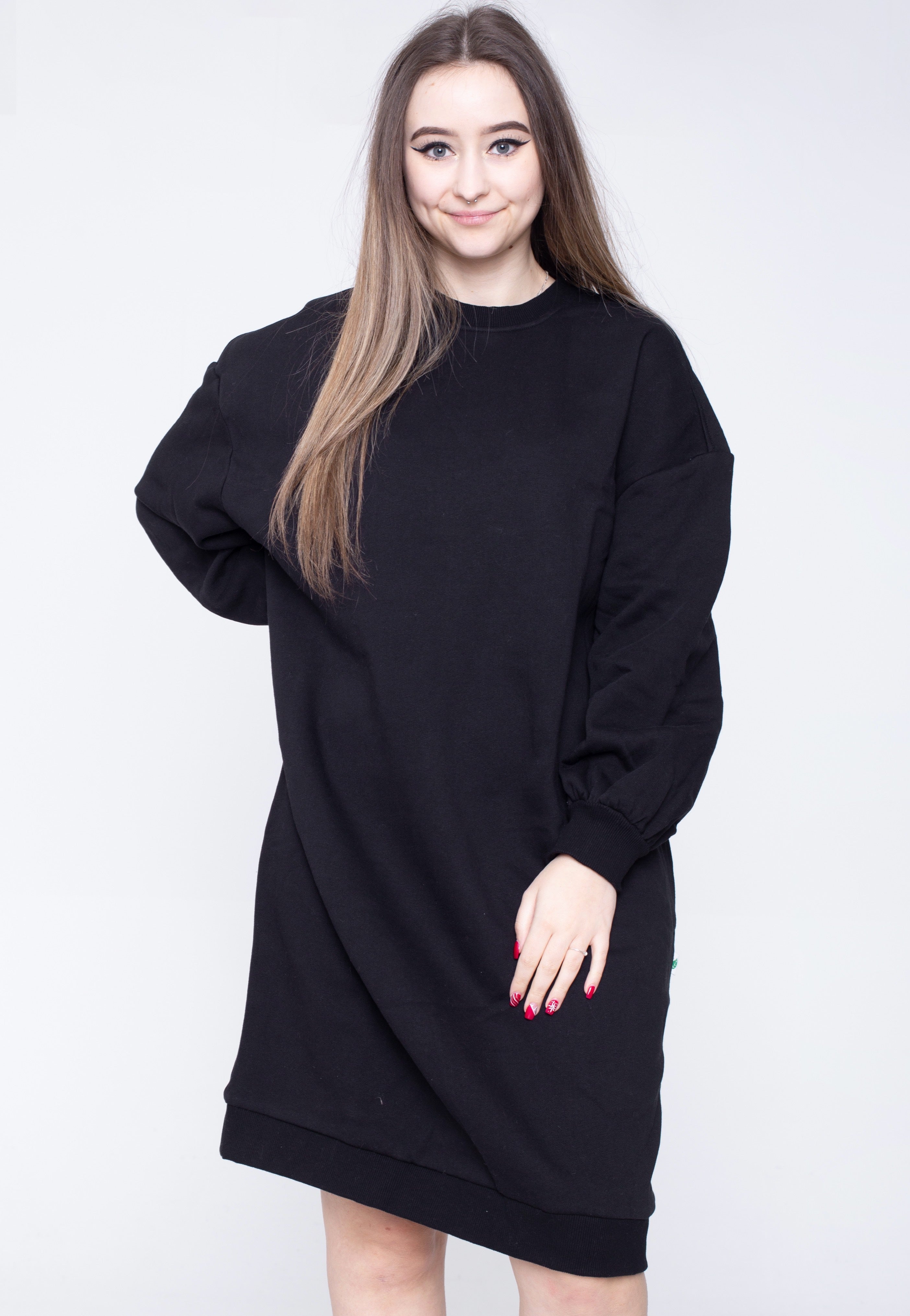 Urban Classics - Organic Oversized Midi Crewneck Black - Dress | Women-Image