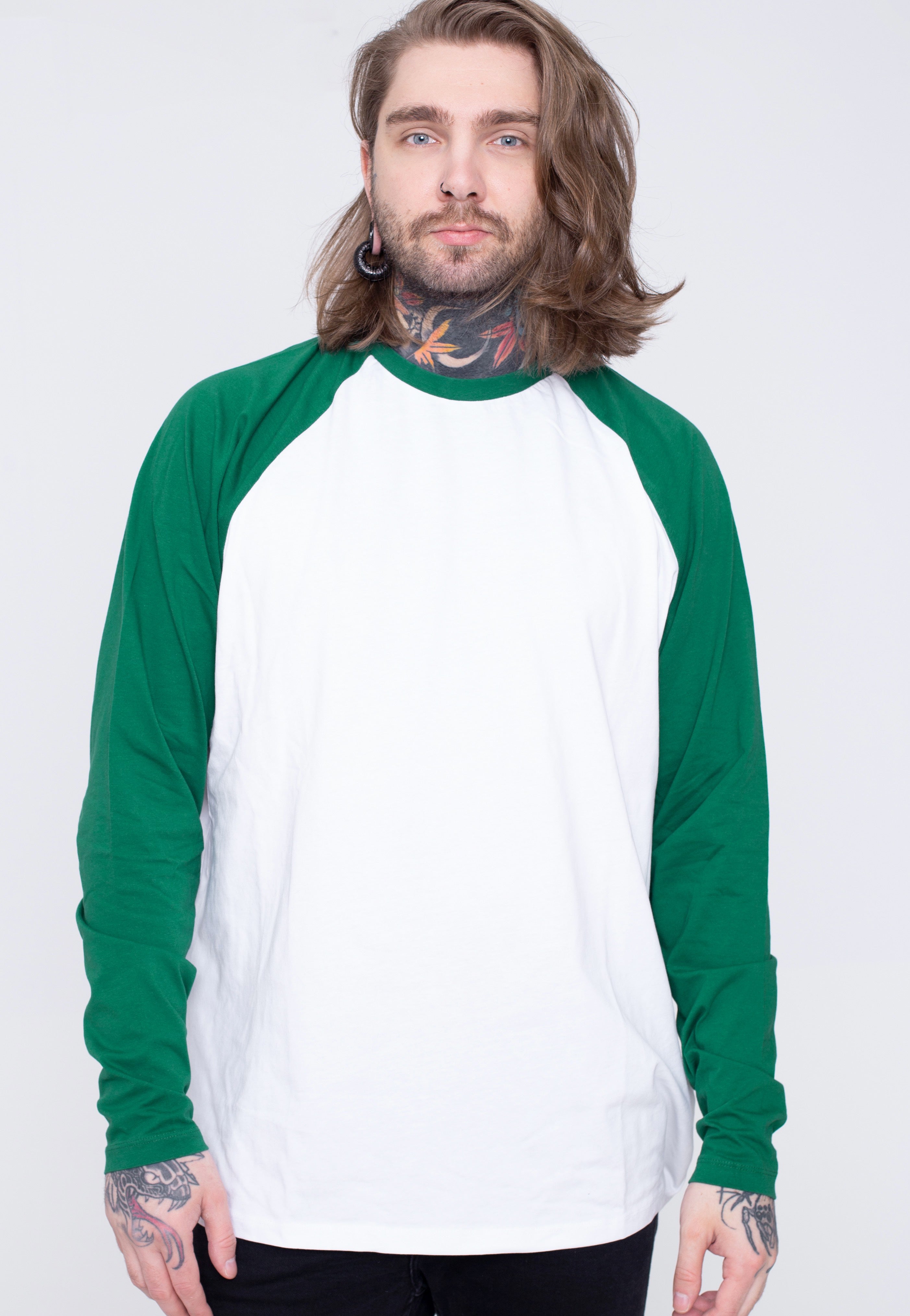 Urban Classics - Organic Oversized Raglan White/Green - Longsleeve | Men-Image