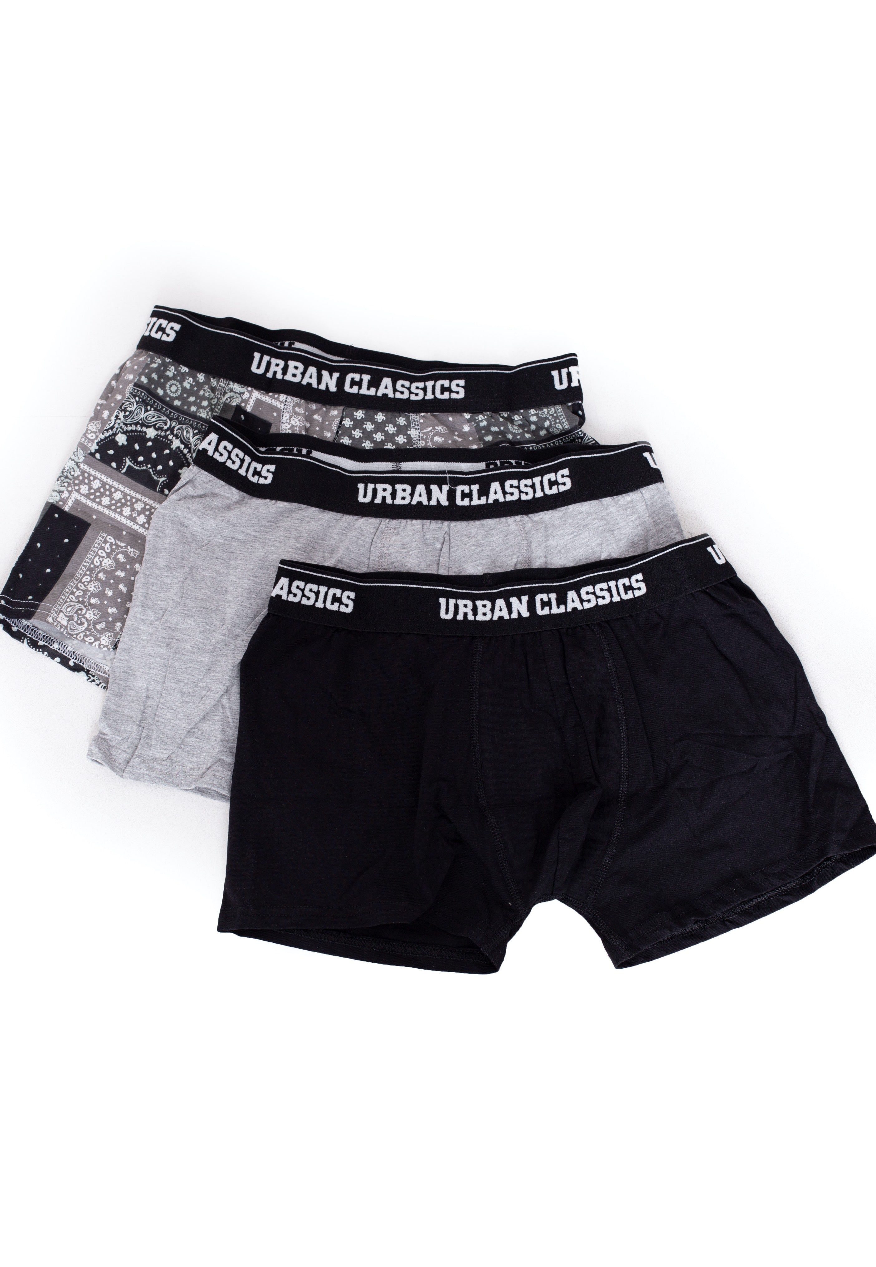 Urban Classics - Organic Pack Of 3 Bandana Grey/Grey/Black - Boxershorts | Men-Image