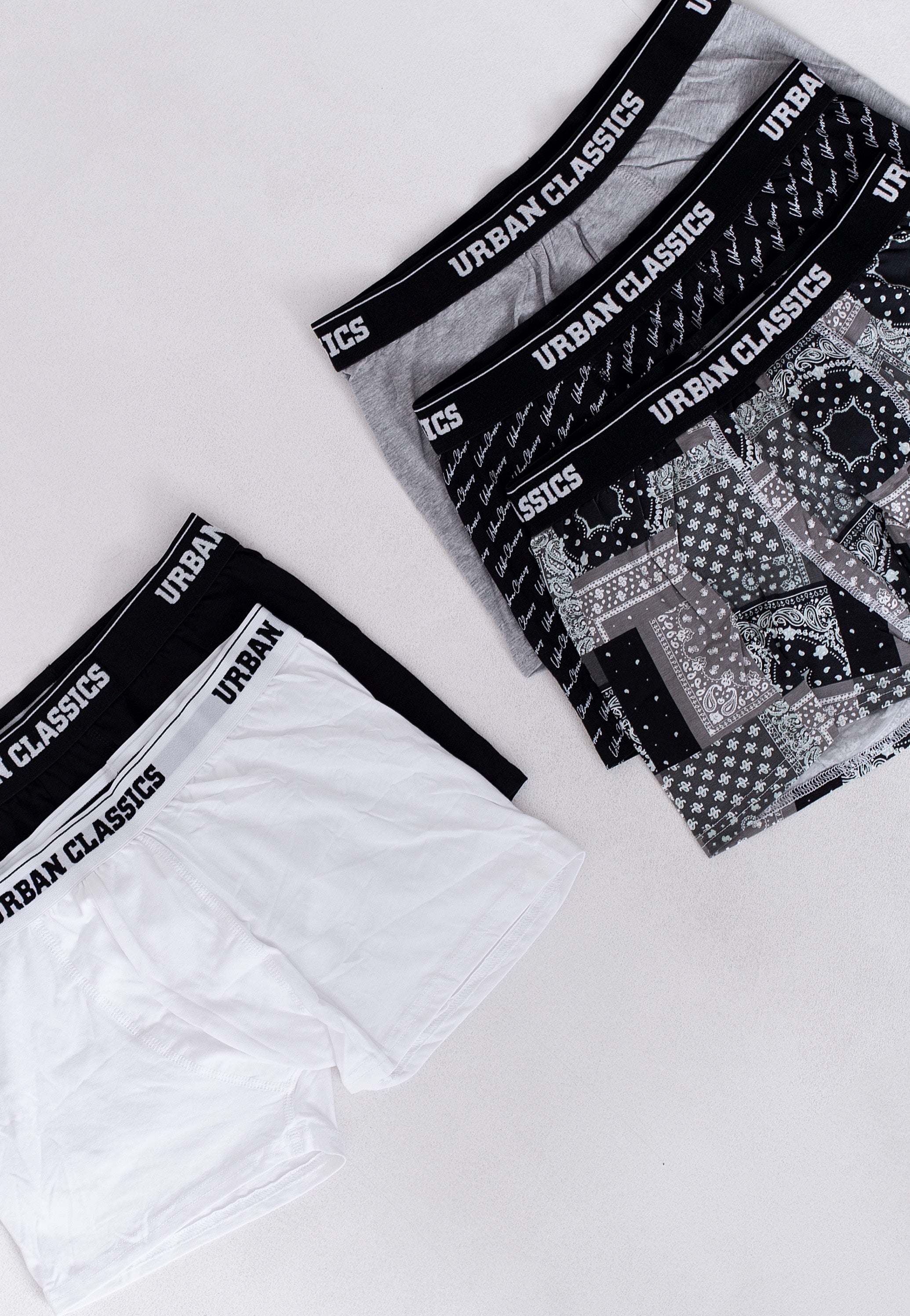 Urban Classics - Organic Pack Of 5 Bndn Gry/Gry/Blk/Wht/Scrpt Blk - Boxershorts | Men-Image