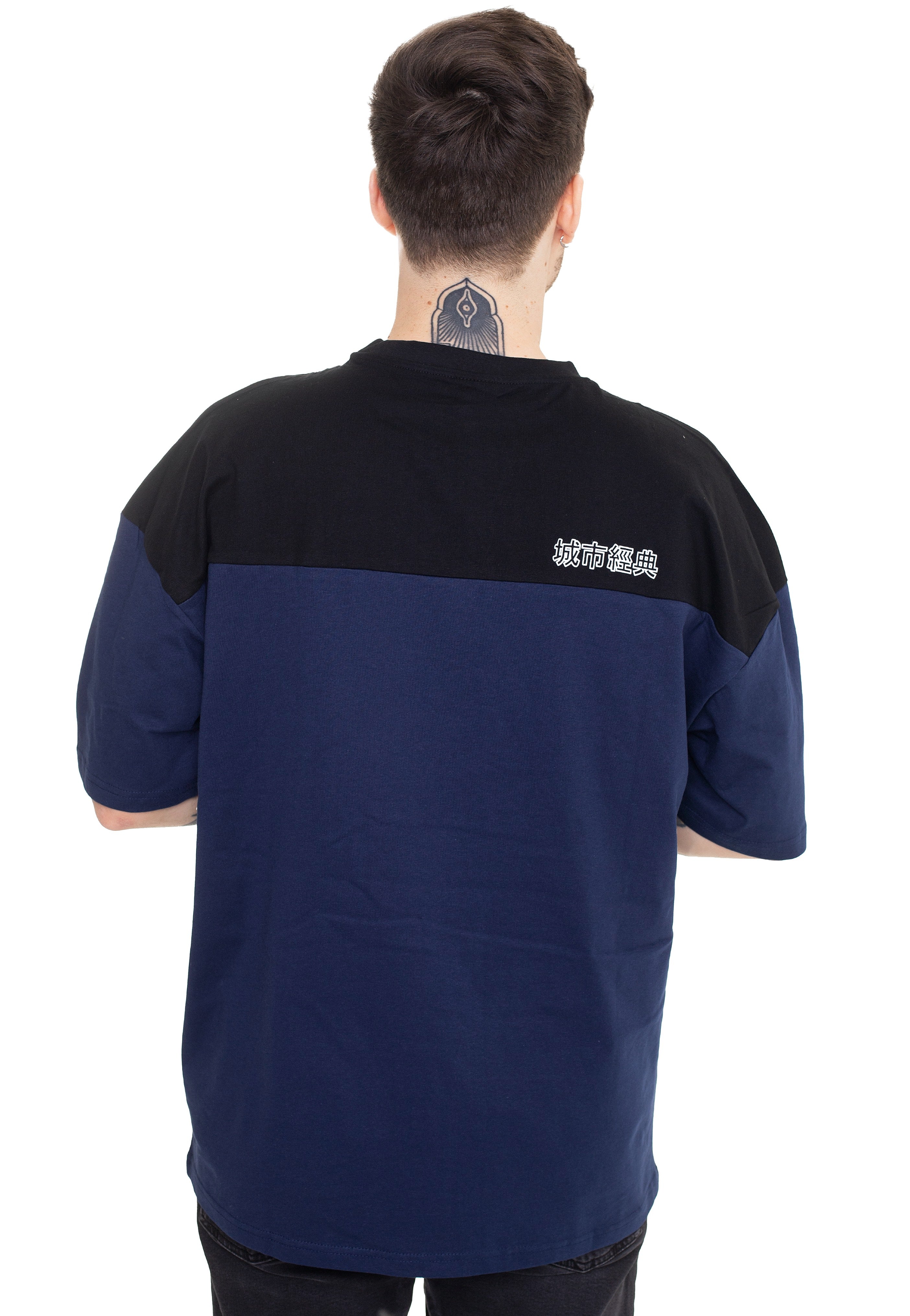 Urban Classics - Oversized Color Block Logo Darkblue/Black - T-Shirt | Men-Image