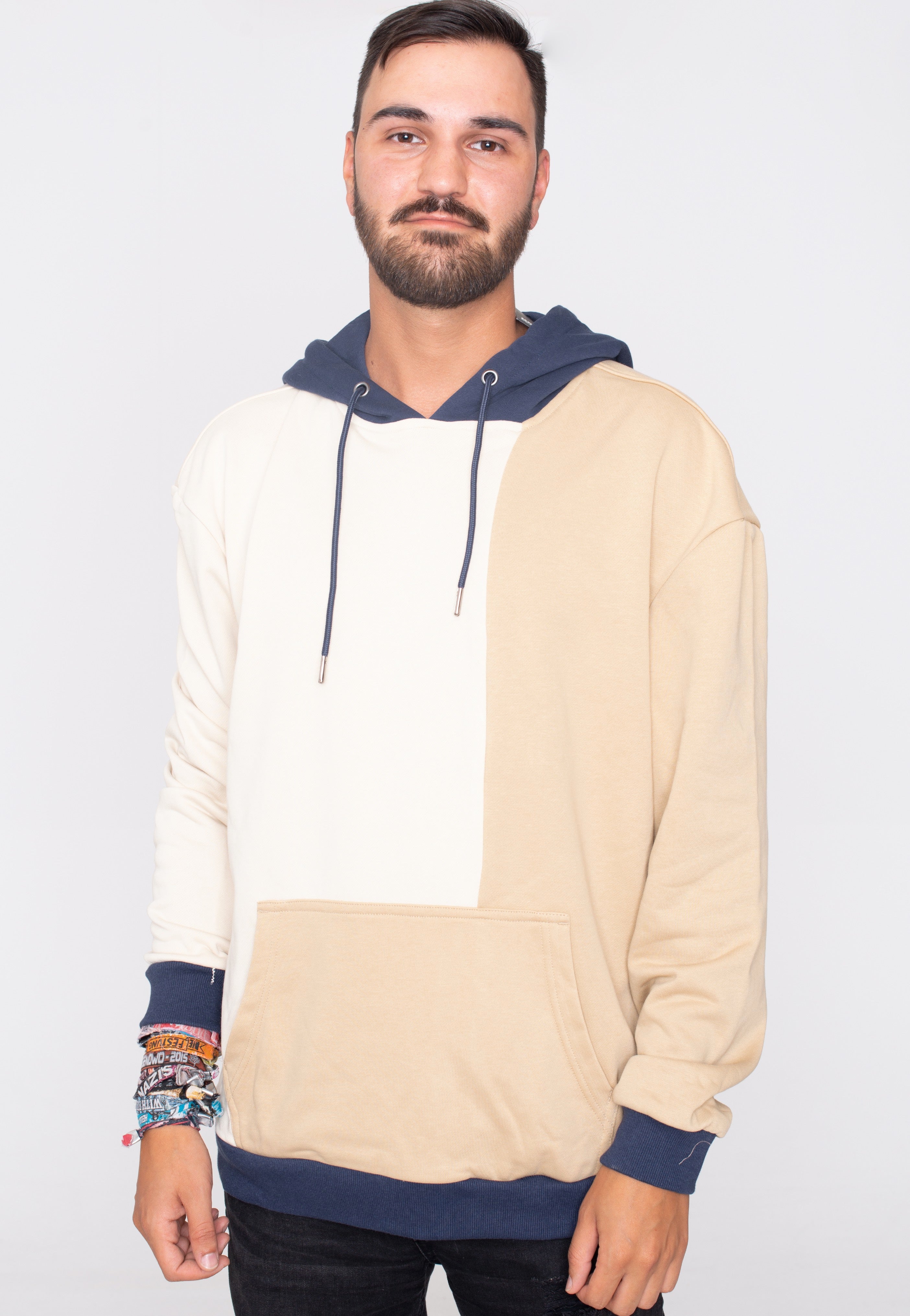 Urban Classics - Oversized Color Block Softseagrass/Unionbeige - Hoodie | Men-Image