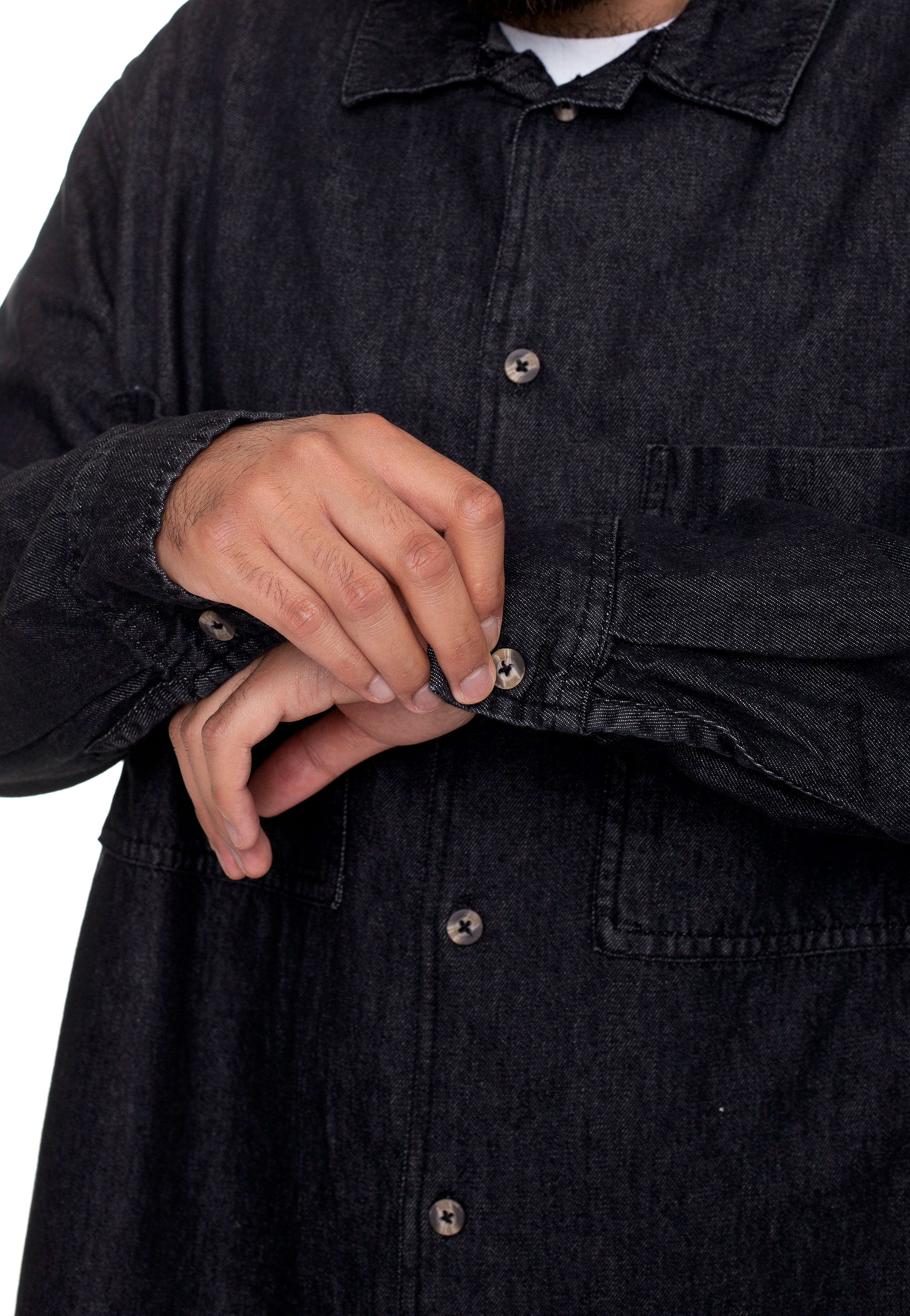 Urban Classics - Oversized Denim Black Stone Washed - Shirt | Men-Image