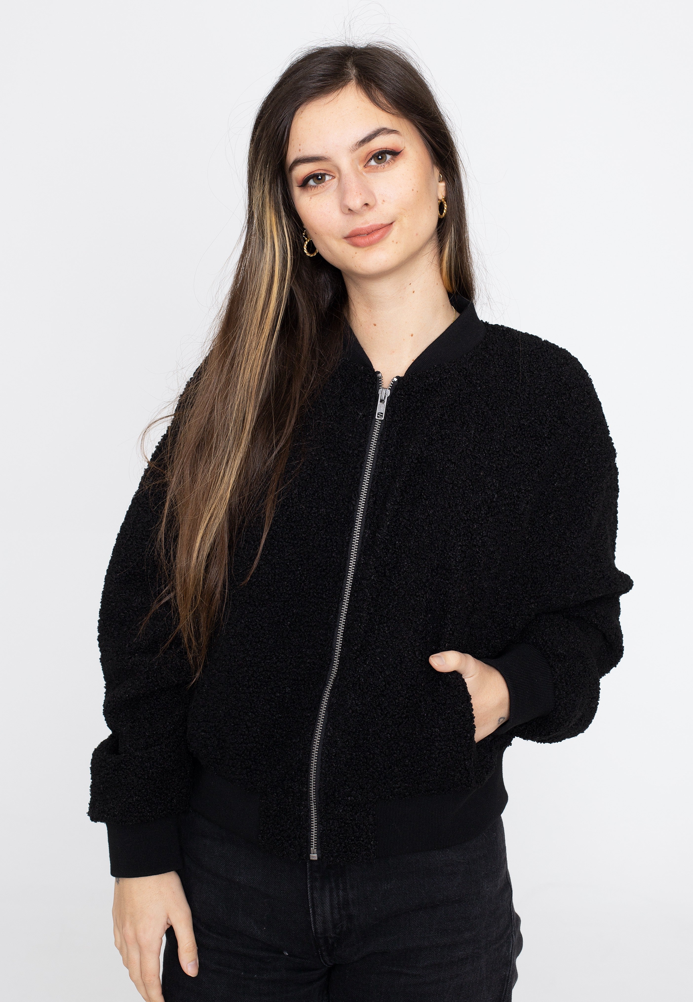 Urban Classics - Oversized Sherpa Bomber Black - Jacket | Women-Image