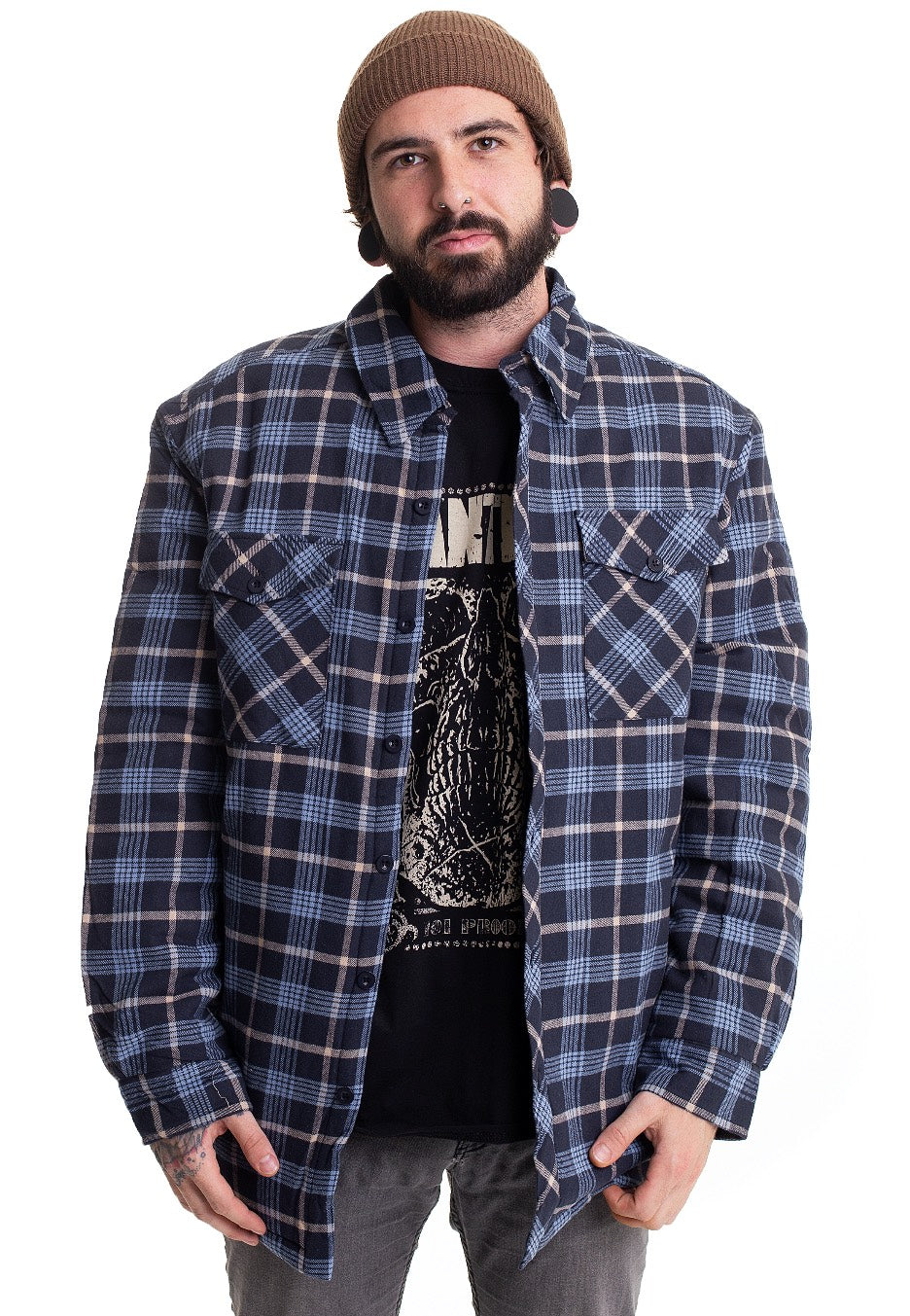 Urban Classics - Plaid Quilted Lightblue/Darkblue - Jacket | Men-Image