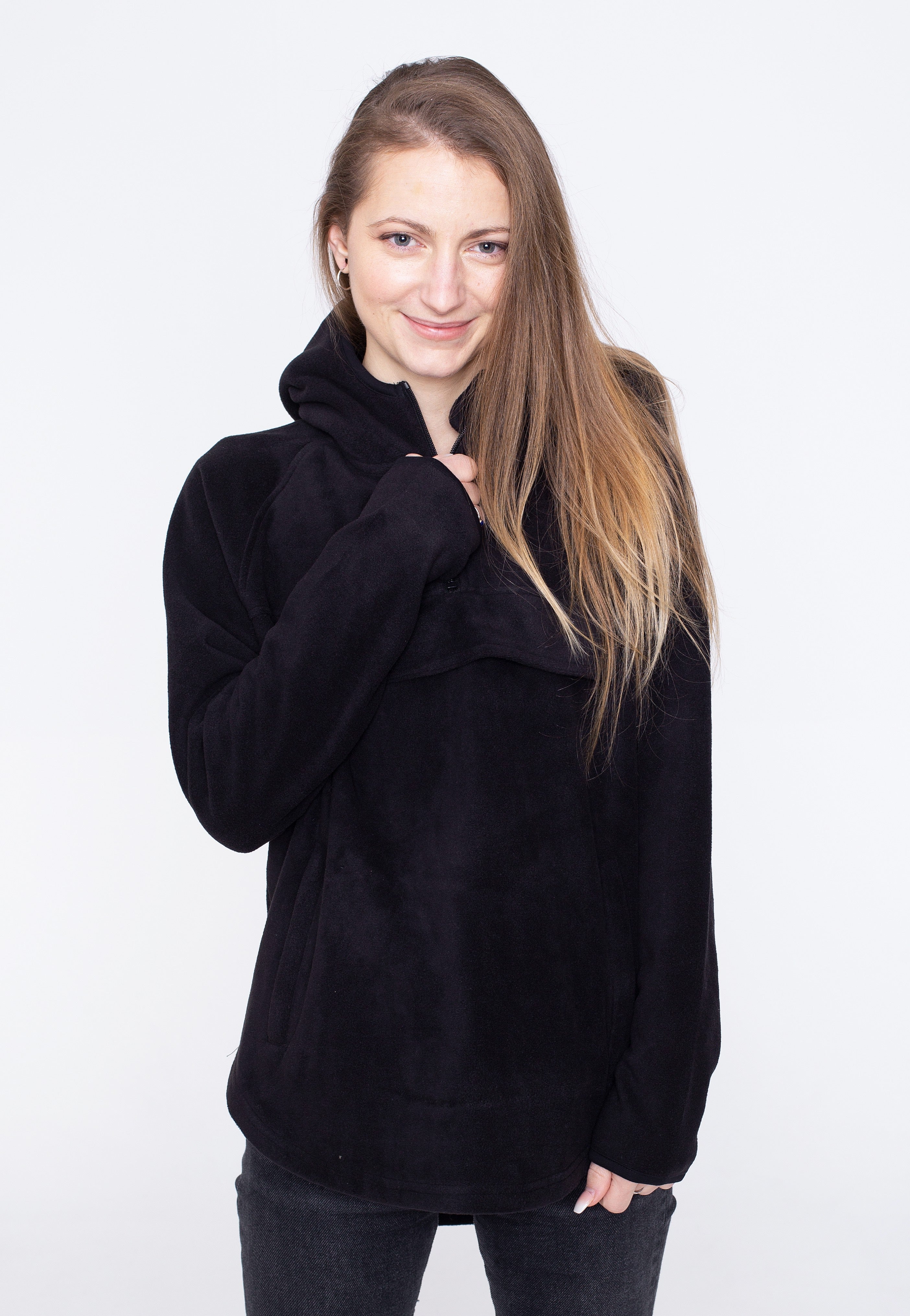 Urban Classics - Polar Fleece Pull Over Black - Hoodie | Women-Image