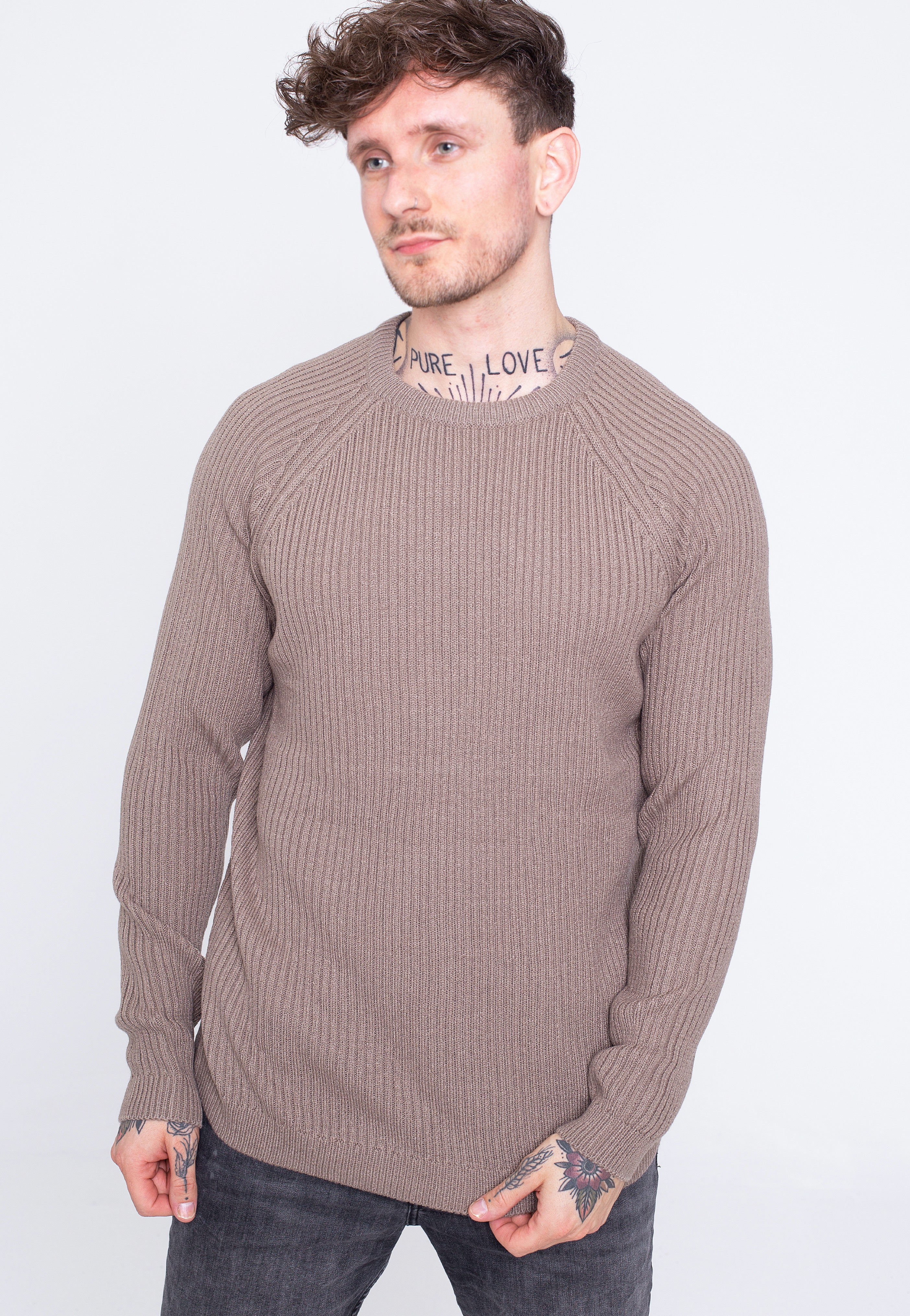 Urban Classics - Ribbed Raglan Dark Khaki - Pullover | Men-Image