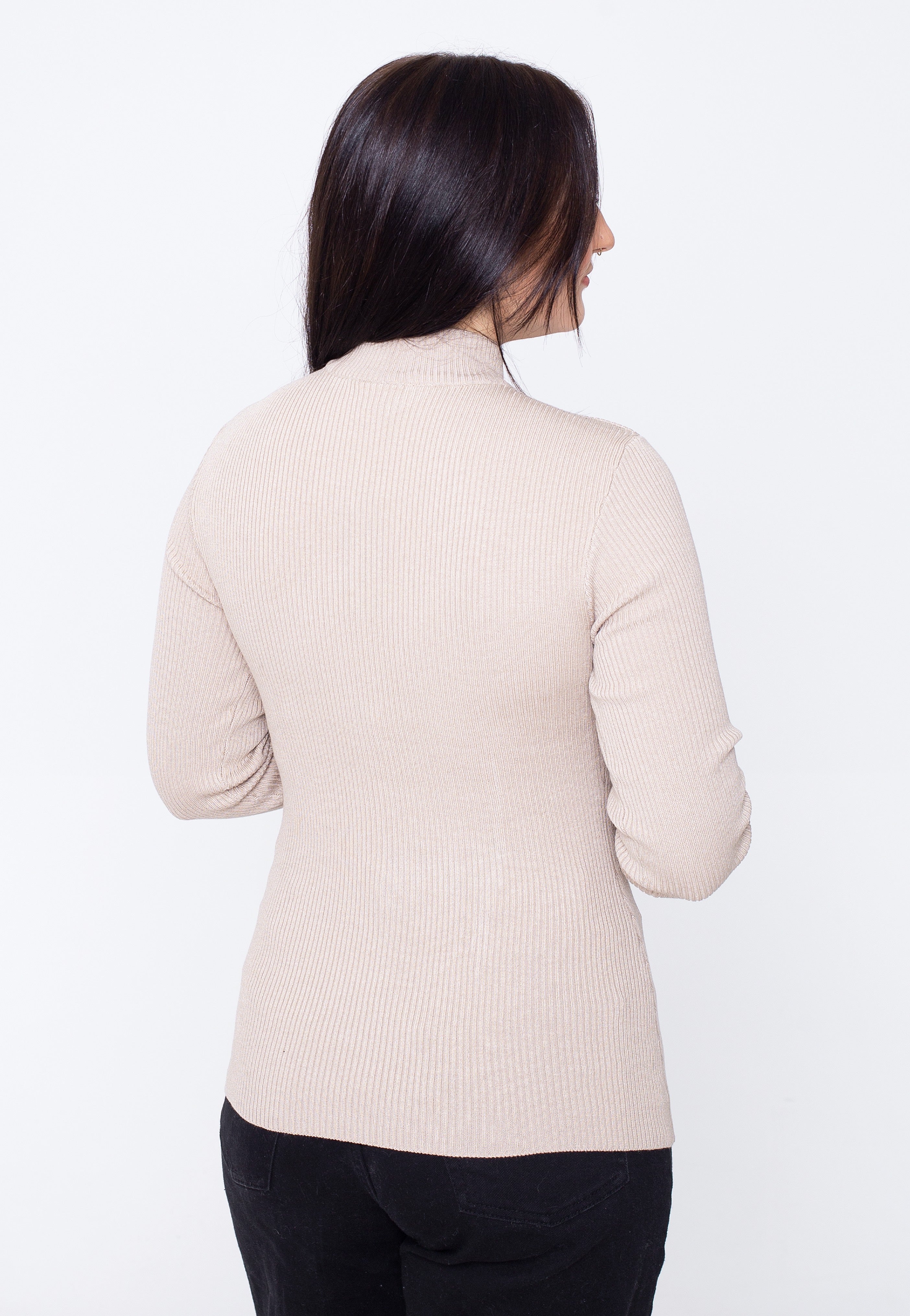 Urban Classics - Rib Knit Turtelneck Light Taupe - Pullover | Women-Image