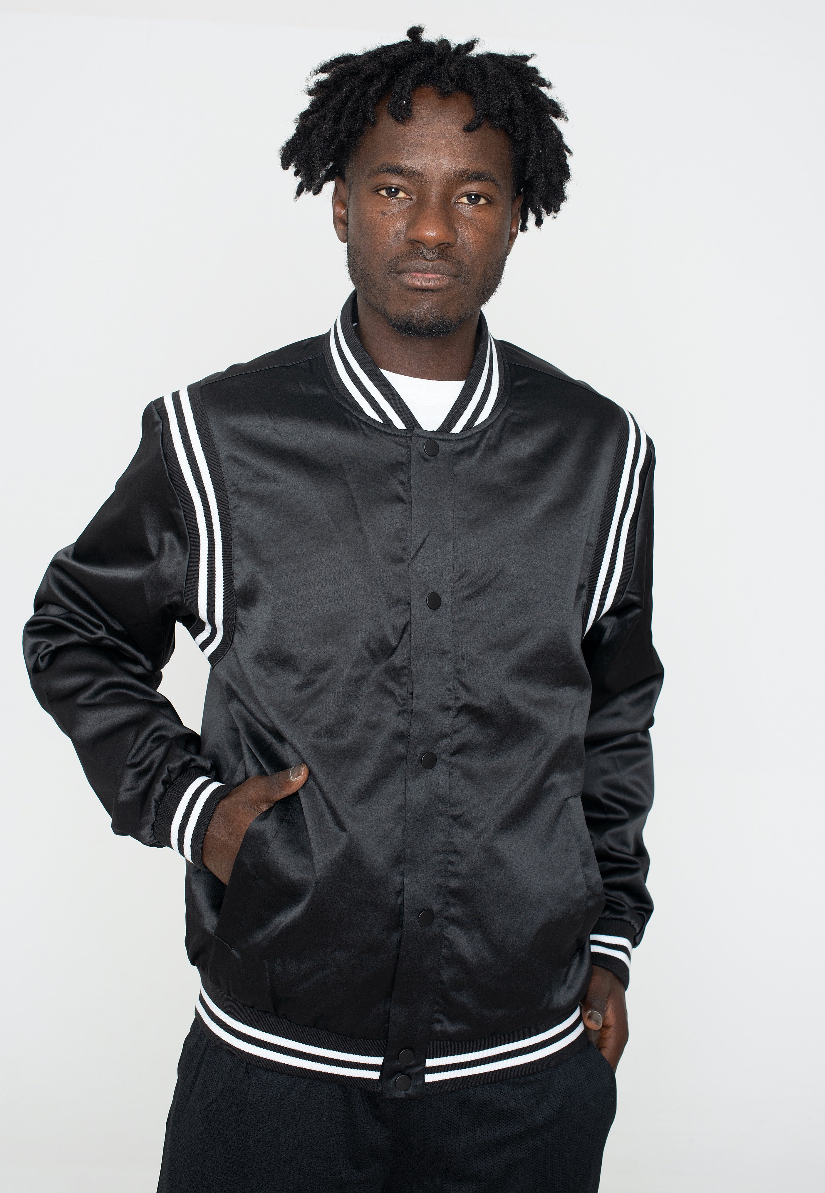 Urban Classics - Satin College Black - College Jacket | Men-Image