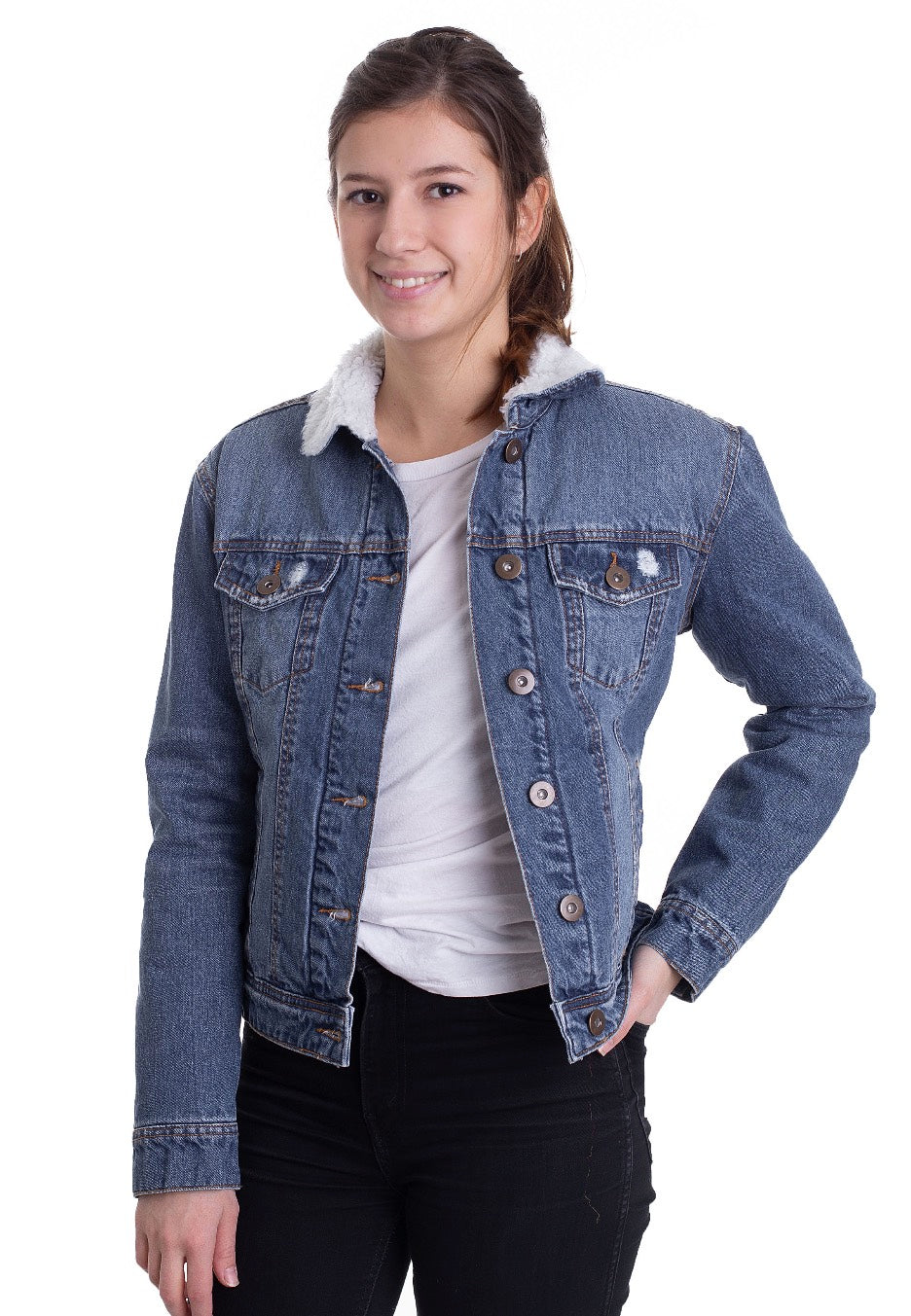 Urban Classics - Sherpa Denim Blue Washed - Jeans Jacket | Women-Image