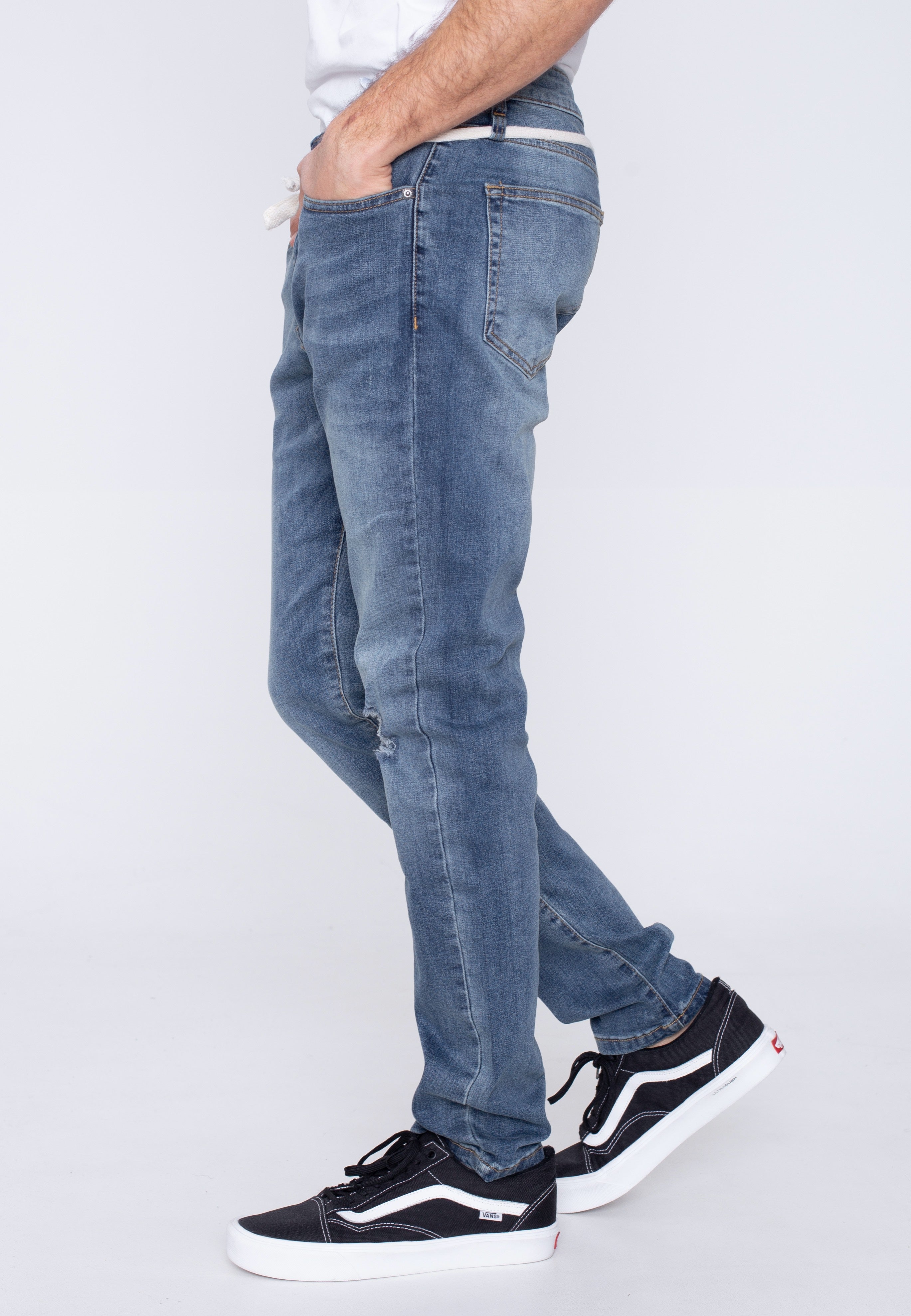 Urban Classics - Slim Fit Drawstring Mid Heavy Destroyed Washed - Jeans | Men-Image