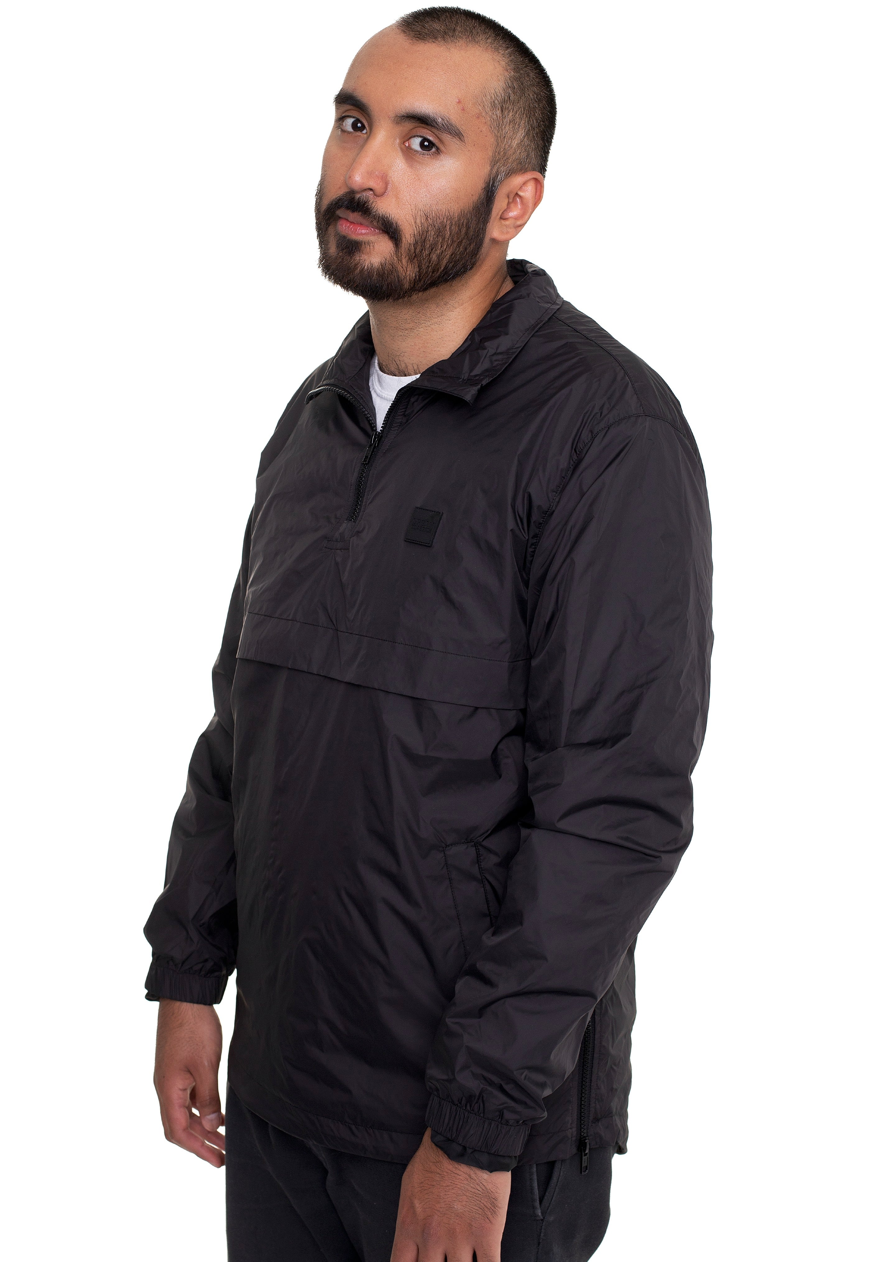 Urban Classics - Stand Up Collar Pull Over Black - Jacket | Men-Image