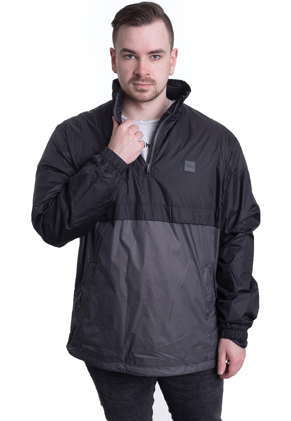 Urban Classics - Stand Up Collar Pull Over Black/Darkshadow - Windbreaker | Men-Image