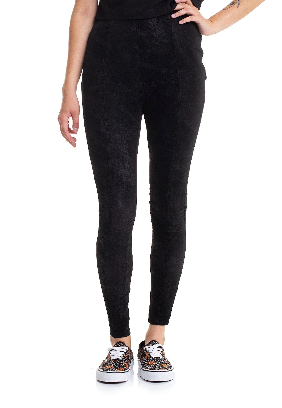 Urban Classics - Washed Faux Leather Black - Pants | Women-Image