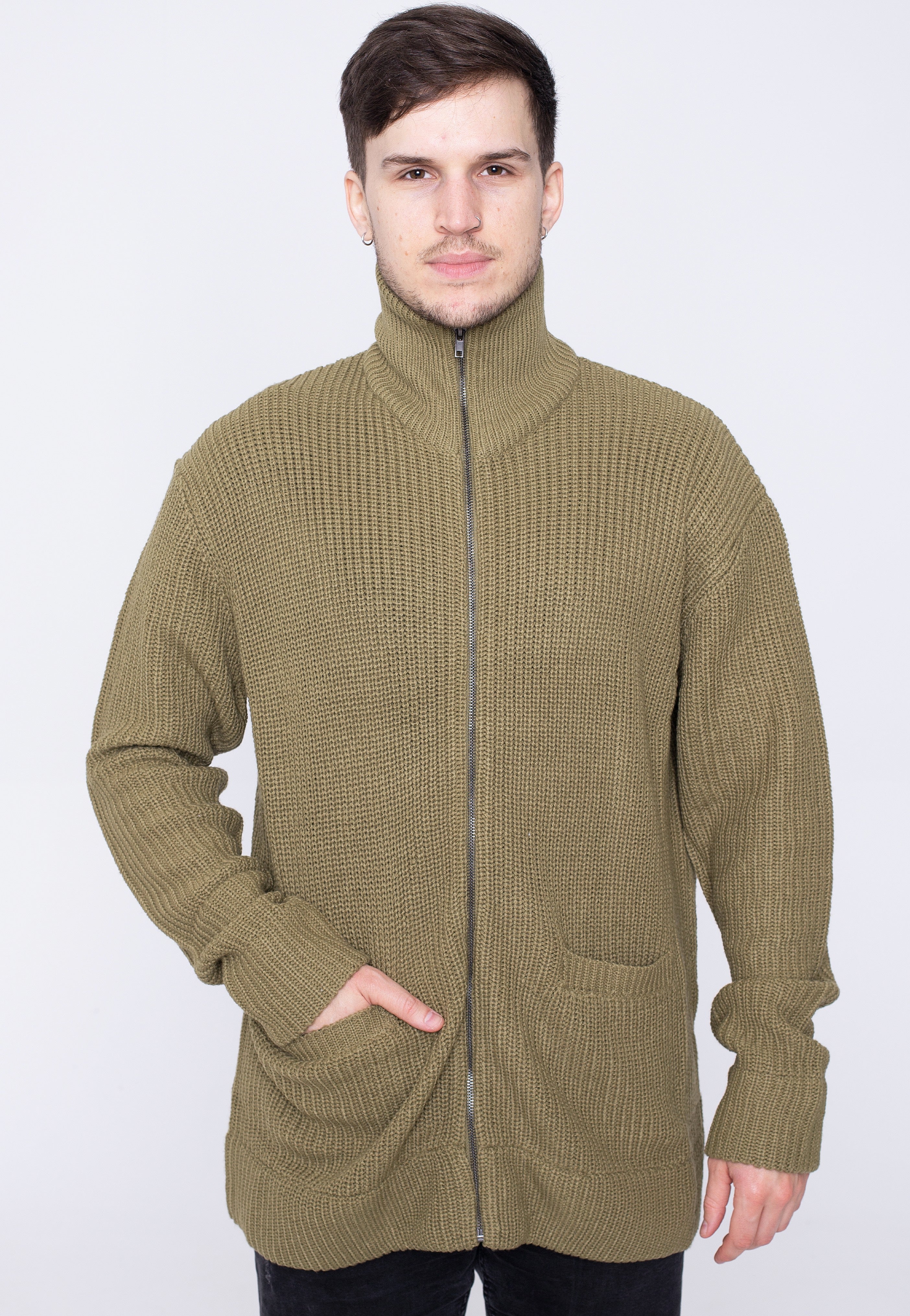 Urban Classics - Zip Tini Olive - Cardigan | Men-Image