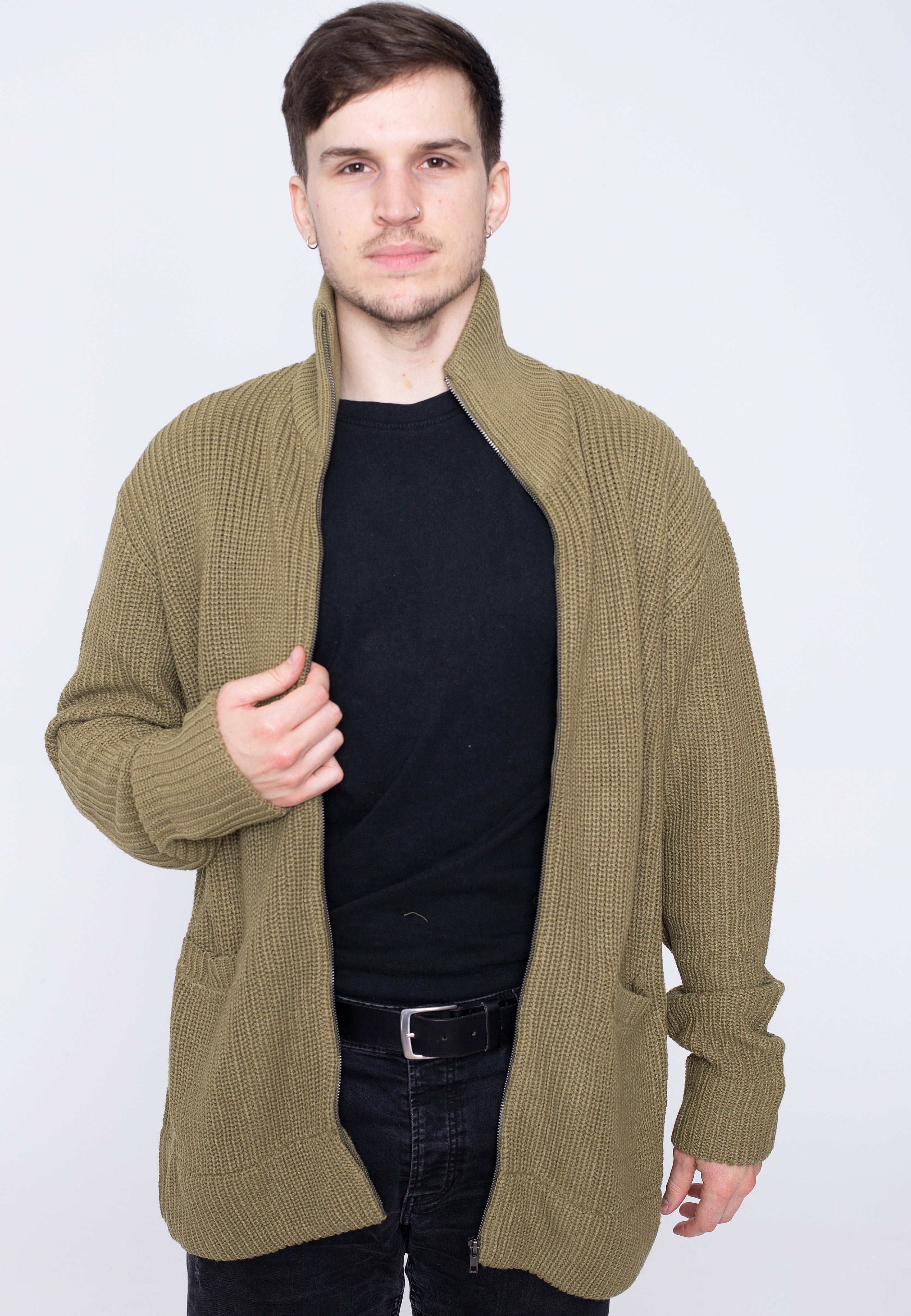 Urban Classics - Zip Tini Olive - Cardigan | Men-Image