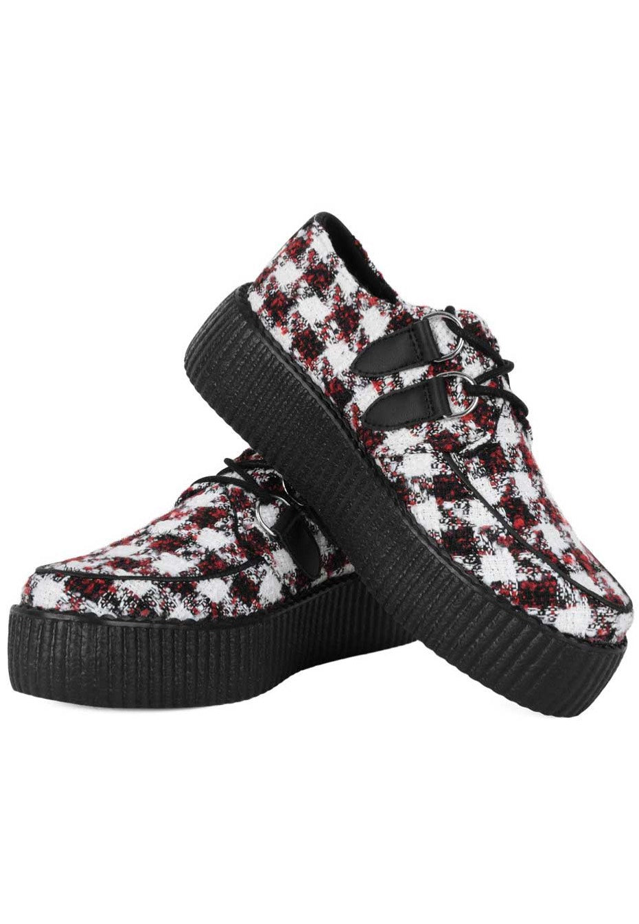 T.U.K. - Viva Mondo Creeper Black/White/Red Textile - Girl Shoes | Women-Image