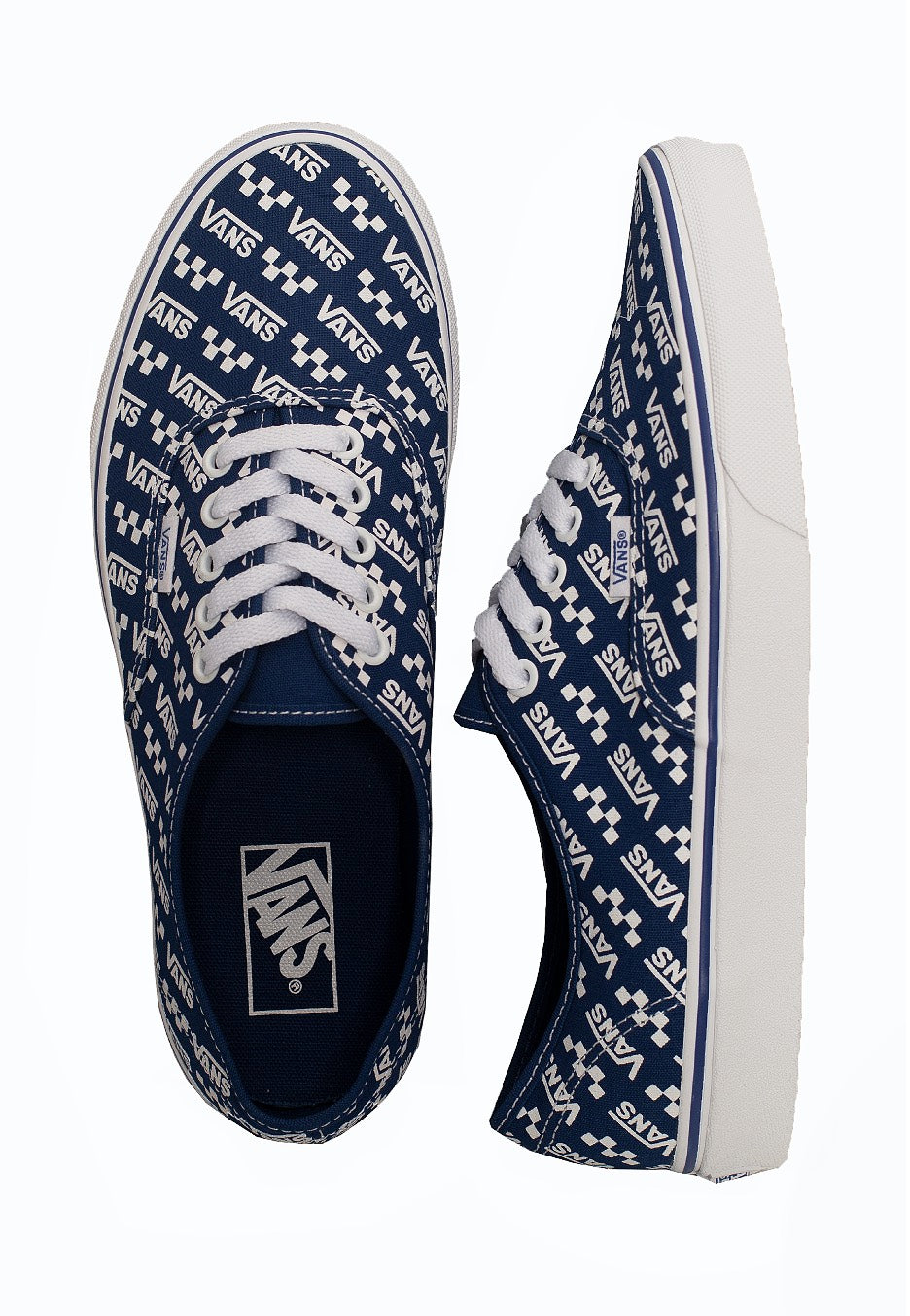 Vans - Authentic (Logo Repeat) Tr Bl/True White - Shoes | Men-Image