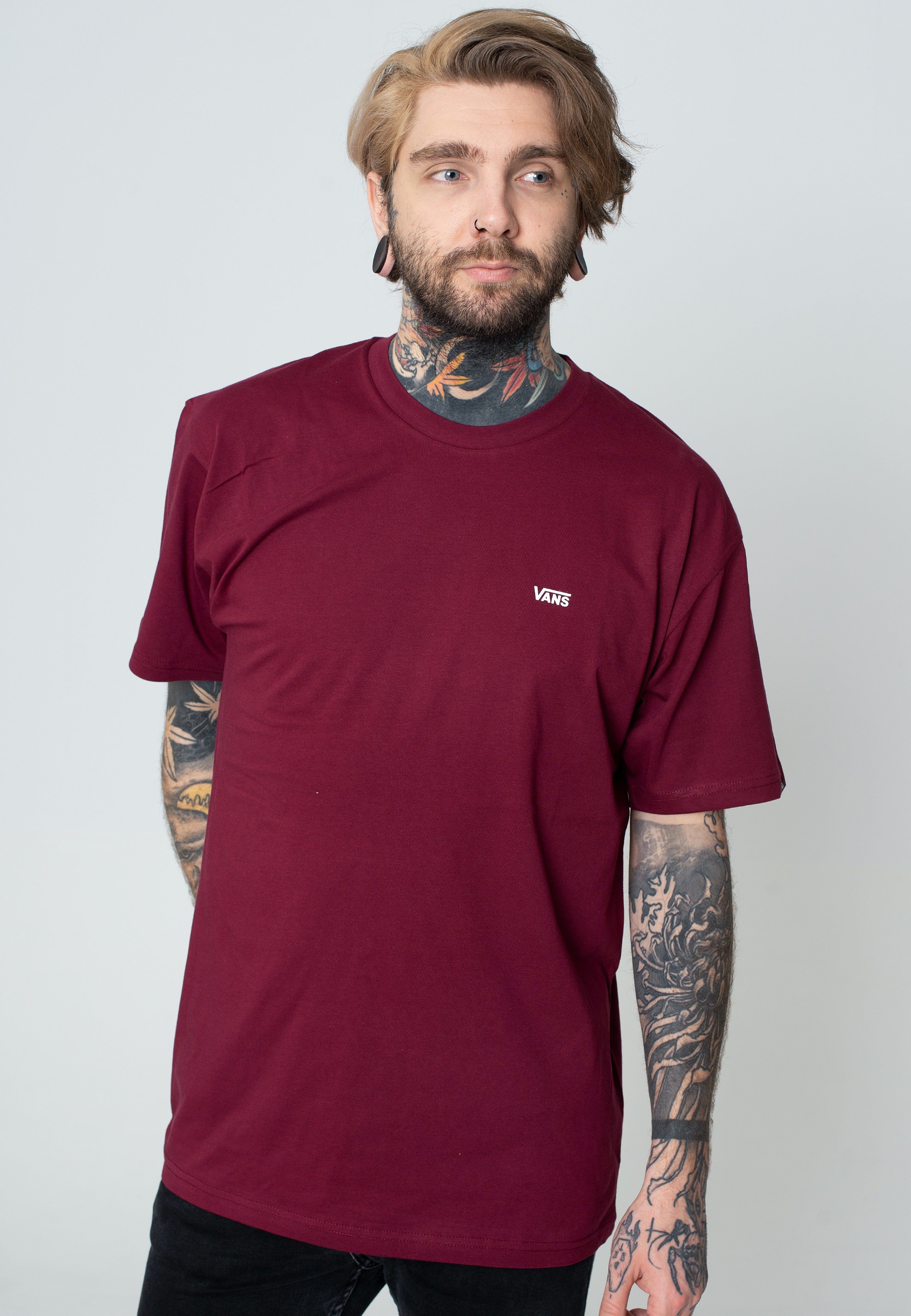 Vans - Left Chest Logo Burgundy - T-Shirt | Men-Image