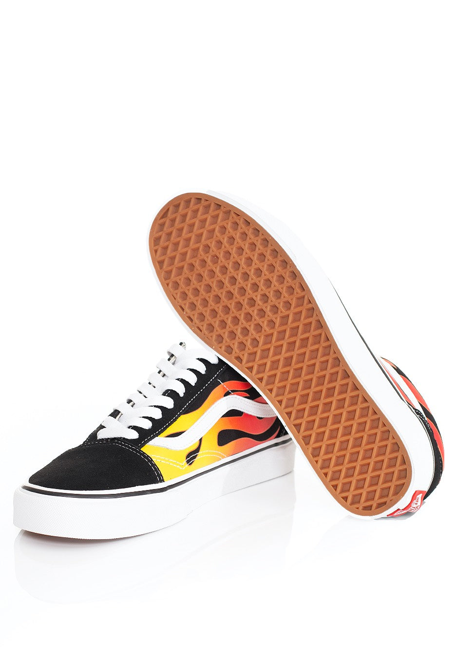 Vans - Old Skool (Flame) Black/Black/True White - Shoes | Men-Image