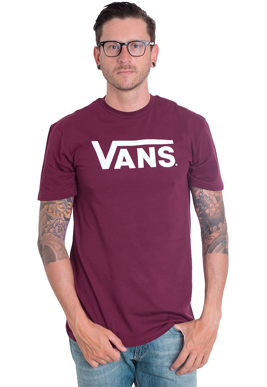 Vans - Vans Classic Burgundy/White - T-Shirt | Men-Image