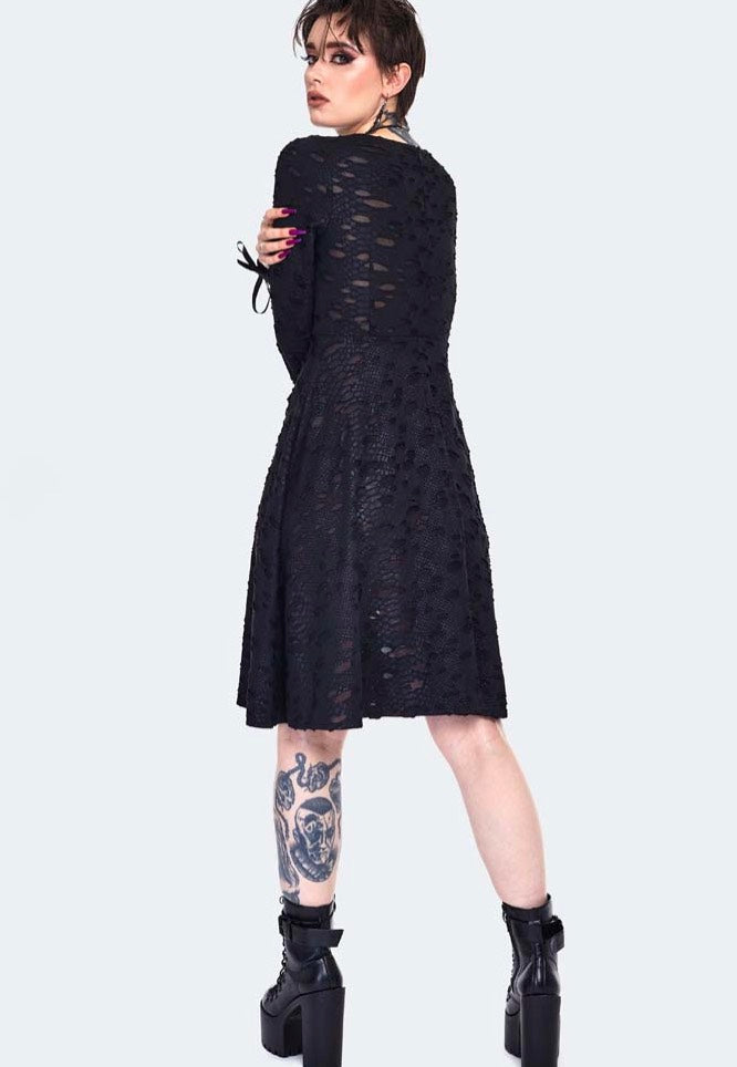 Jawbreaker - Venom Print Distressed Skater Black - Dress | Women-Image