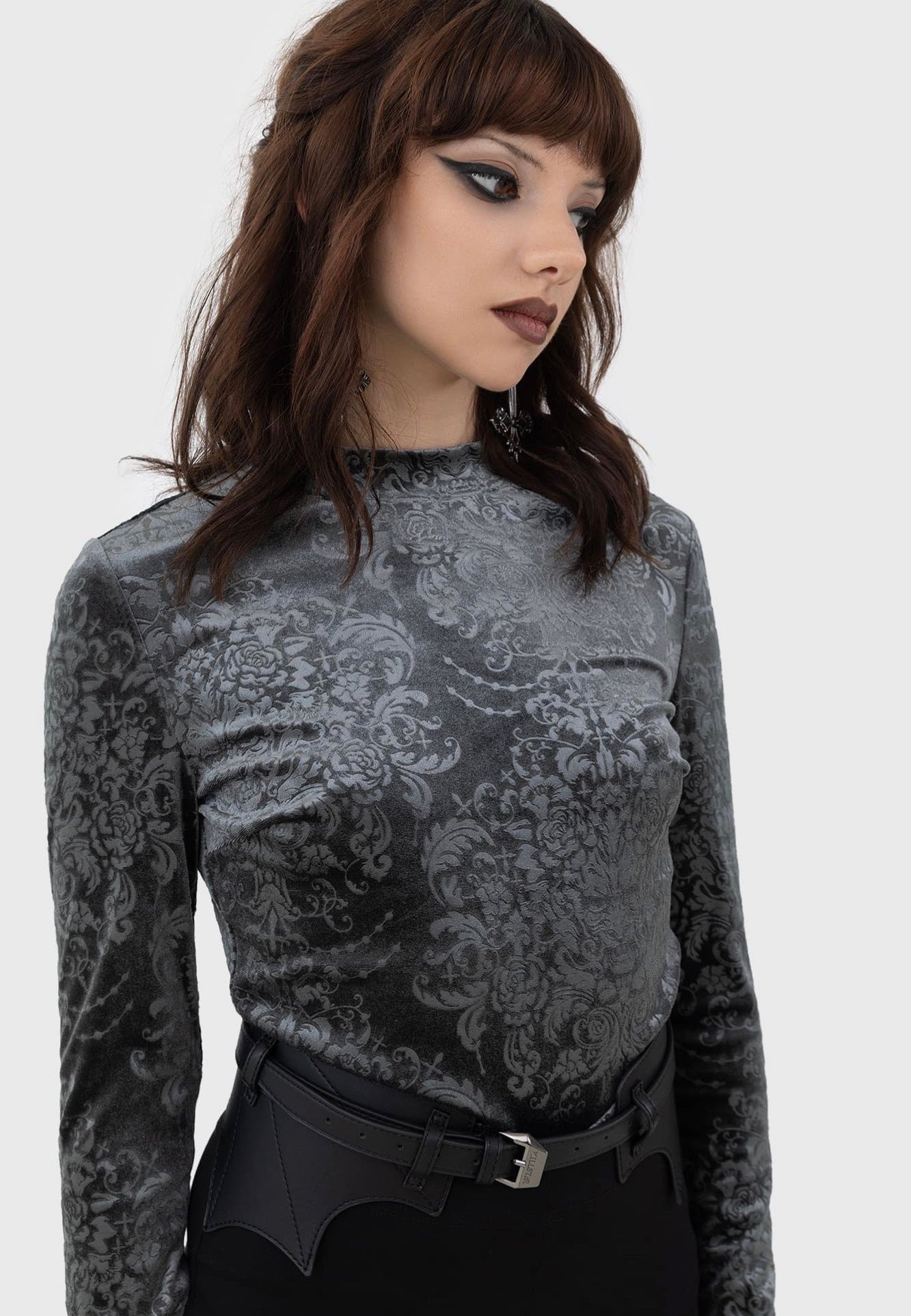 Killstar - Vigil Crop Grey - Top | Women-Image