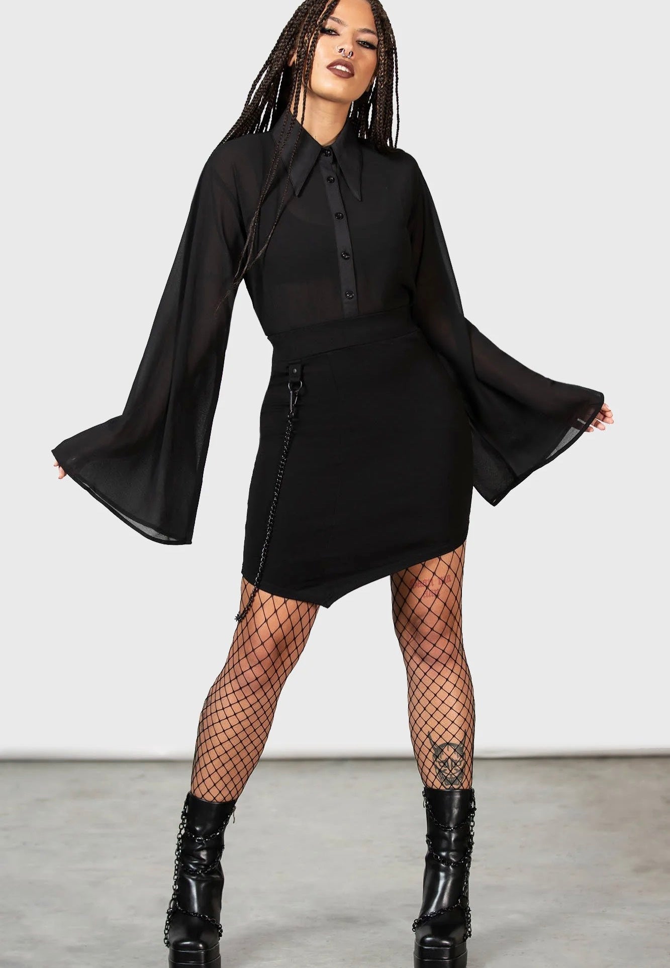 Killstar - Viki Asymmetric Black - Skirt | Women-Image