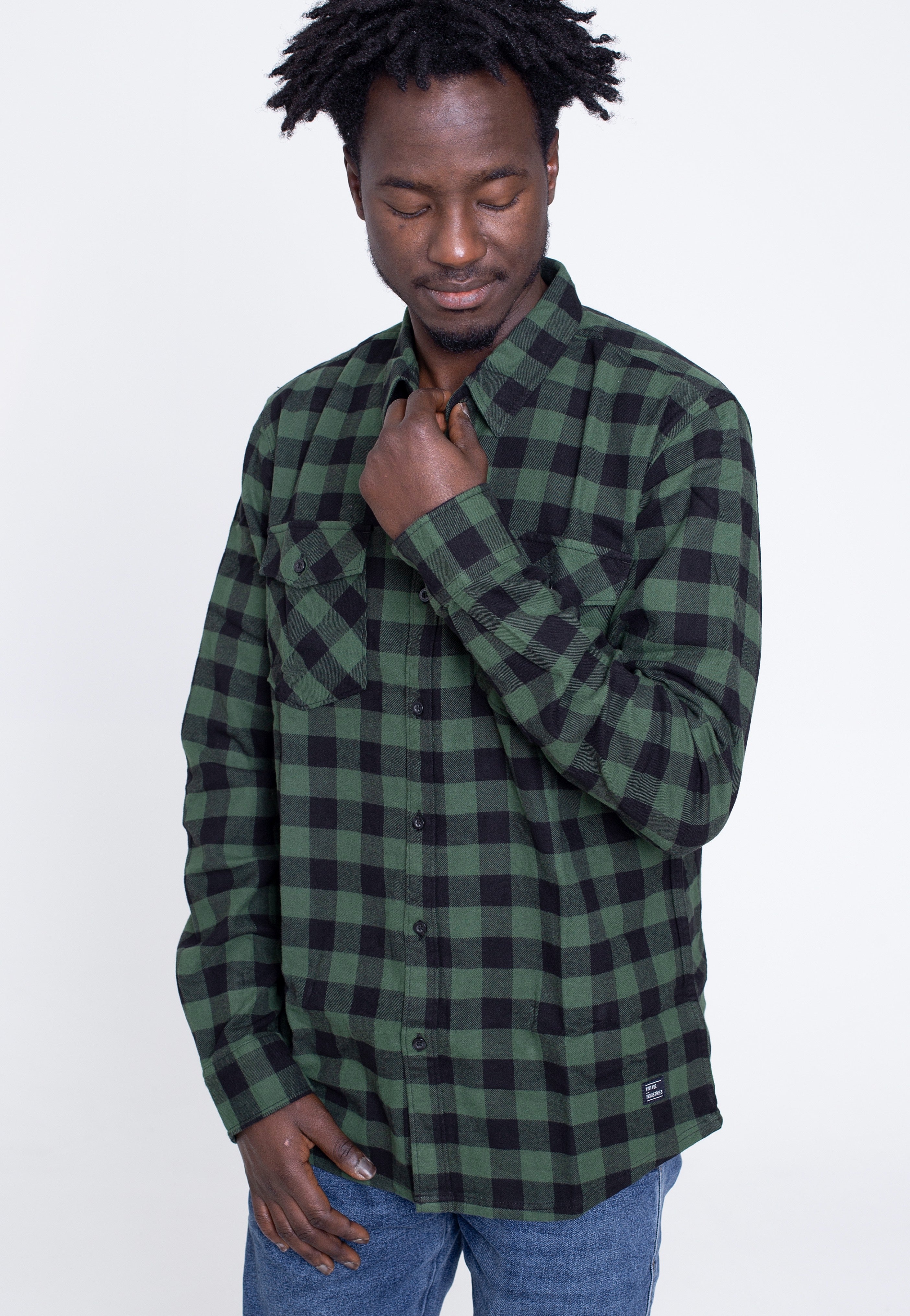 Vintage Industries - Harley Green Check Harley - Shirt | Men-Image