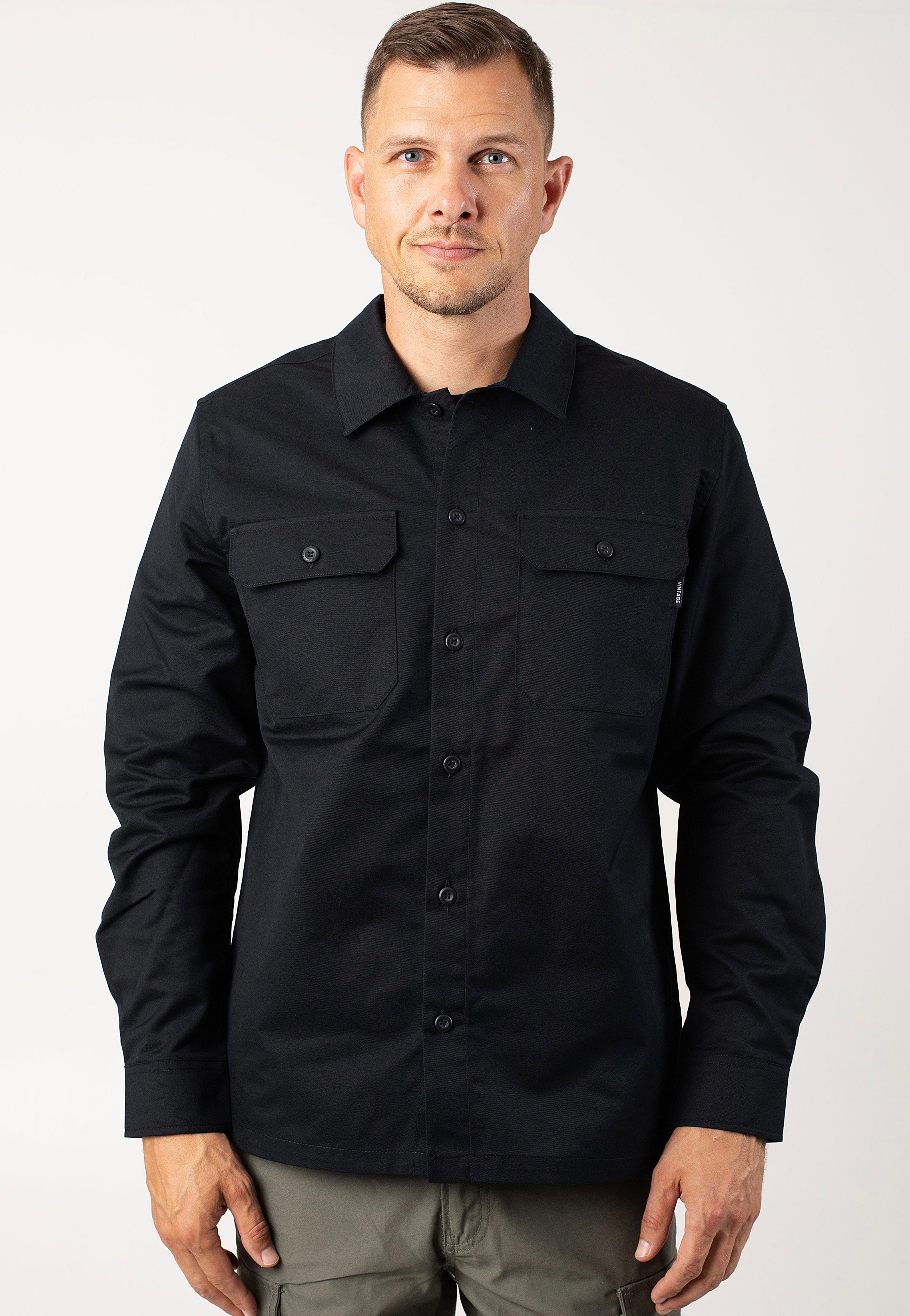 Vintage Industries - Harris Black - Shirt | Men-Image