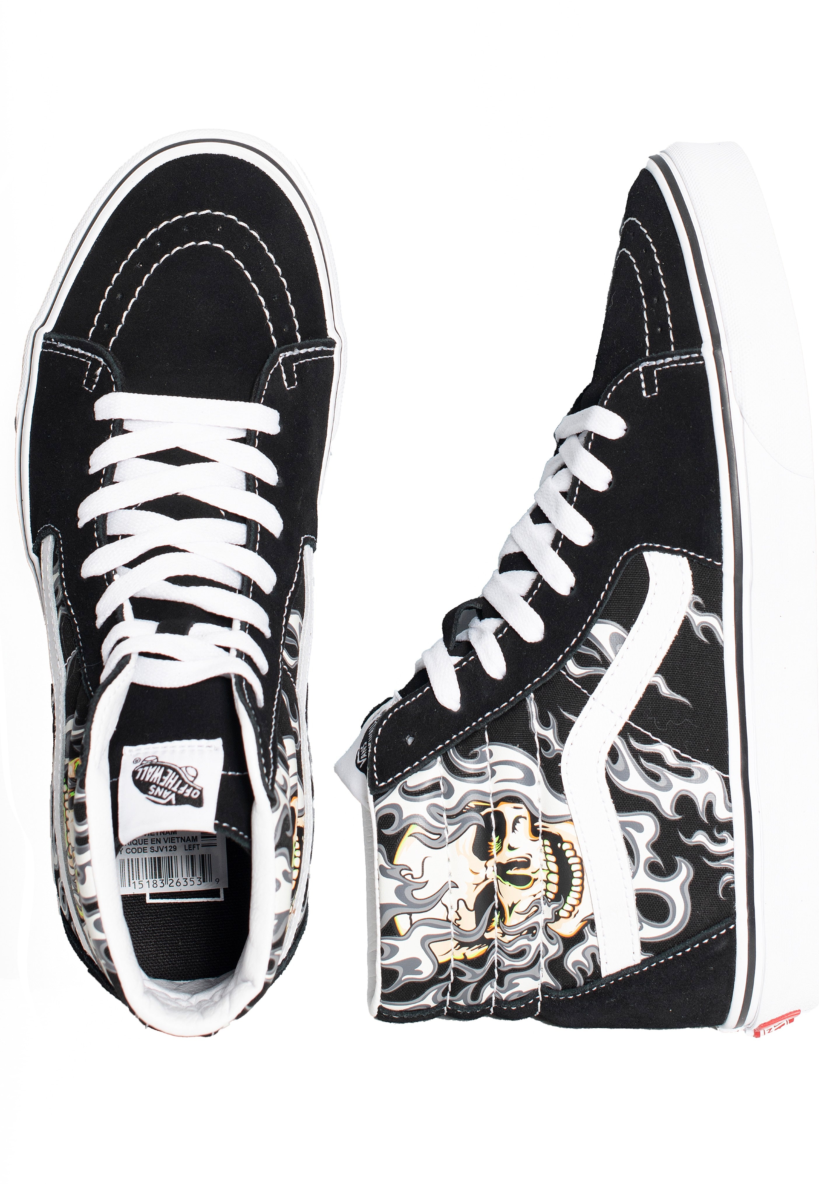 Vans - Sk8-Hi Flame Skull Black/True White - Shoes | Men-Image