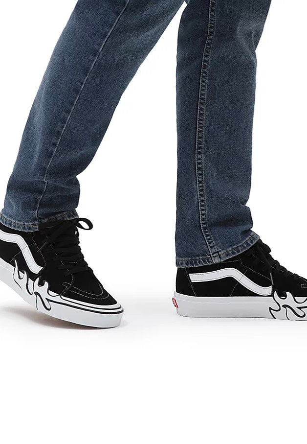 Vans - Sk8 Hi Flame Suede Black/White - Shoes | Men-Image