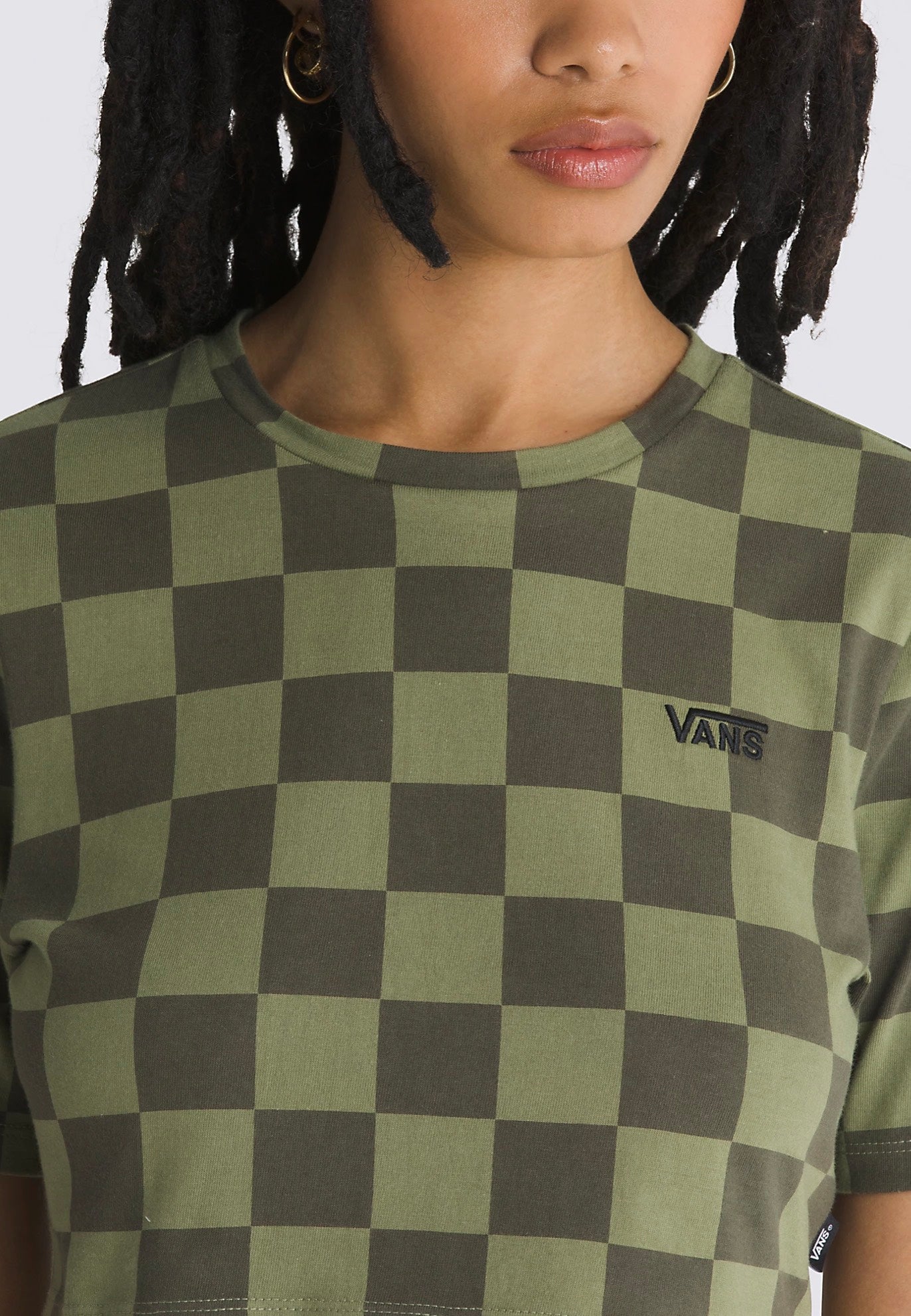 Vans - Checker Crew Crop II Olivine - T-Shirt | Women-Image