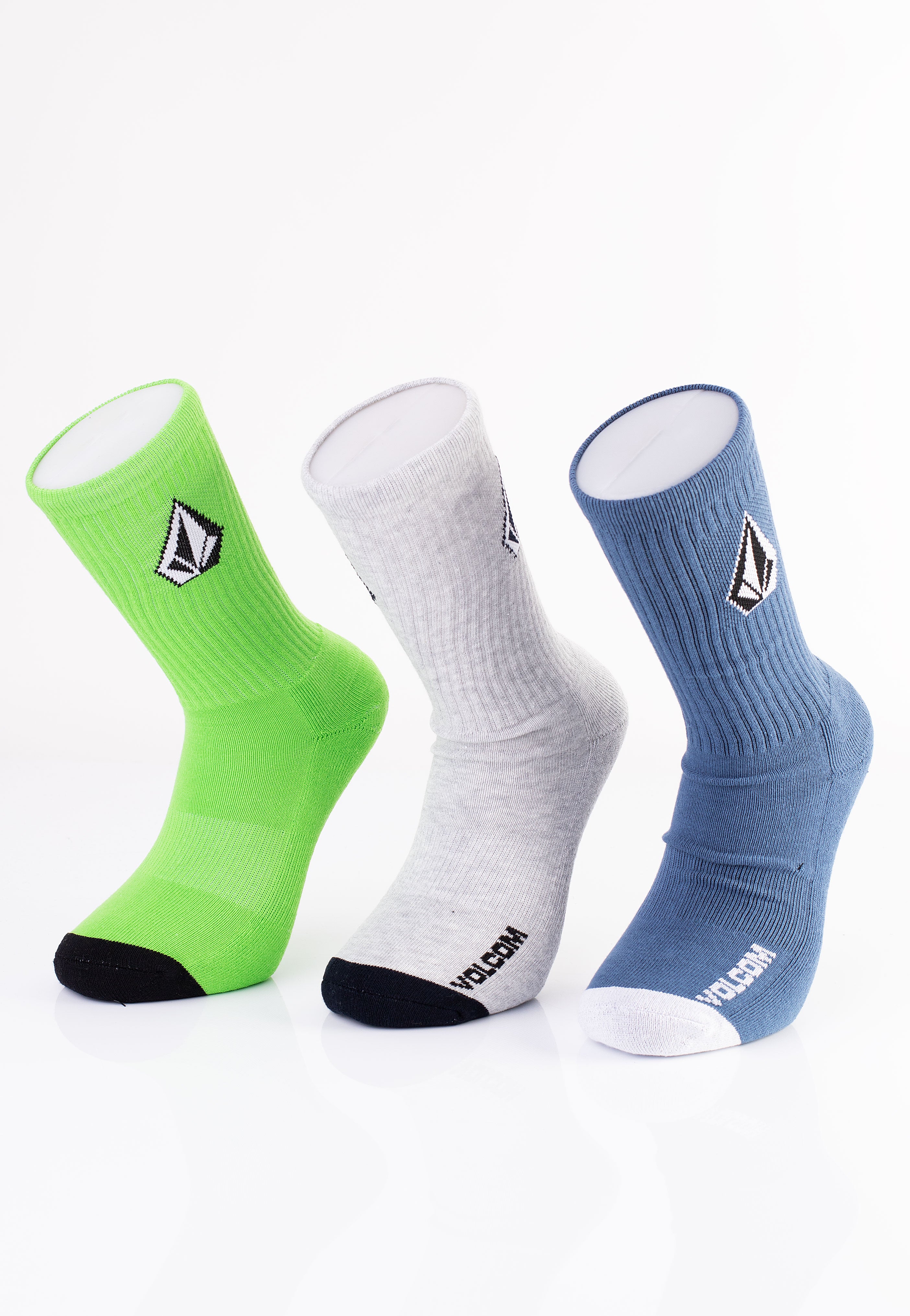 Volcom - Full Stone Pack Of 3 Stone Blue - Socks | Neutral-Image