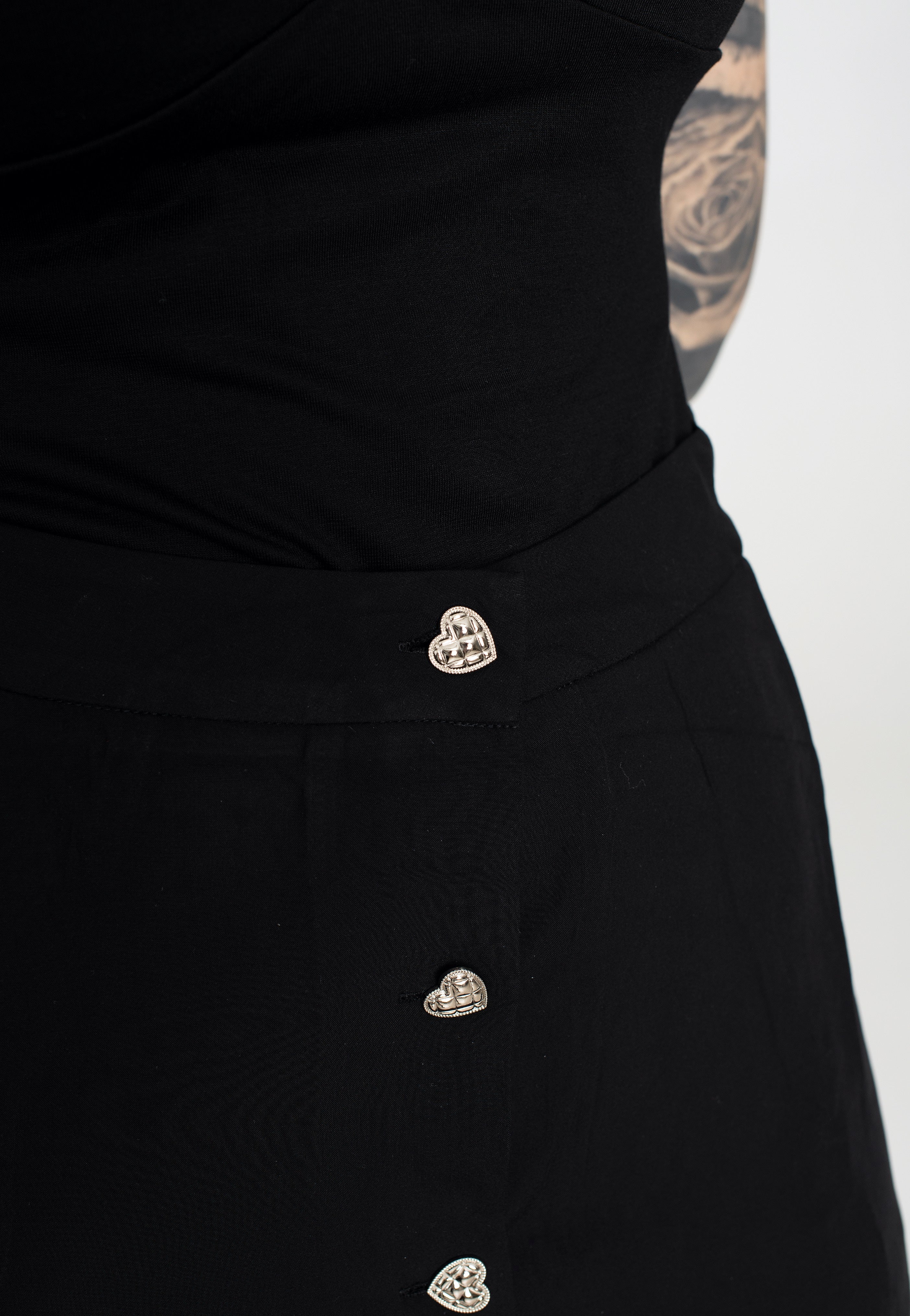 Voodoo Vixen - Heart Button Midi Black - Skirt | Women-Image