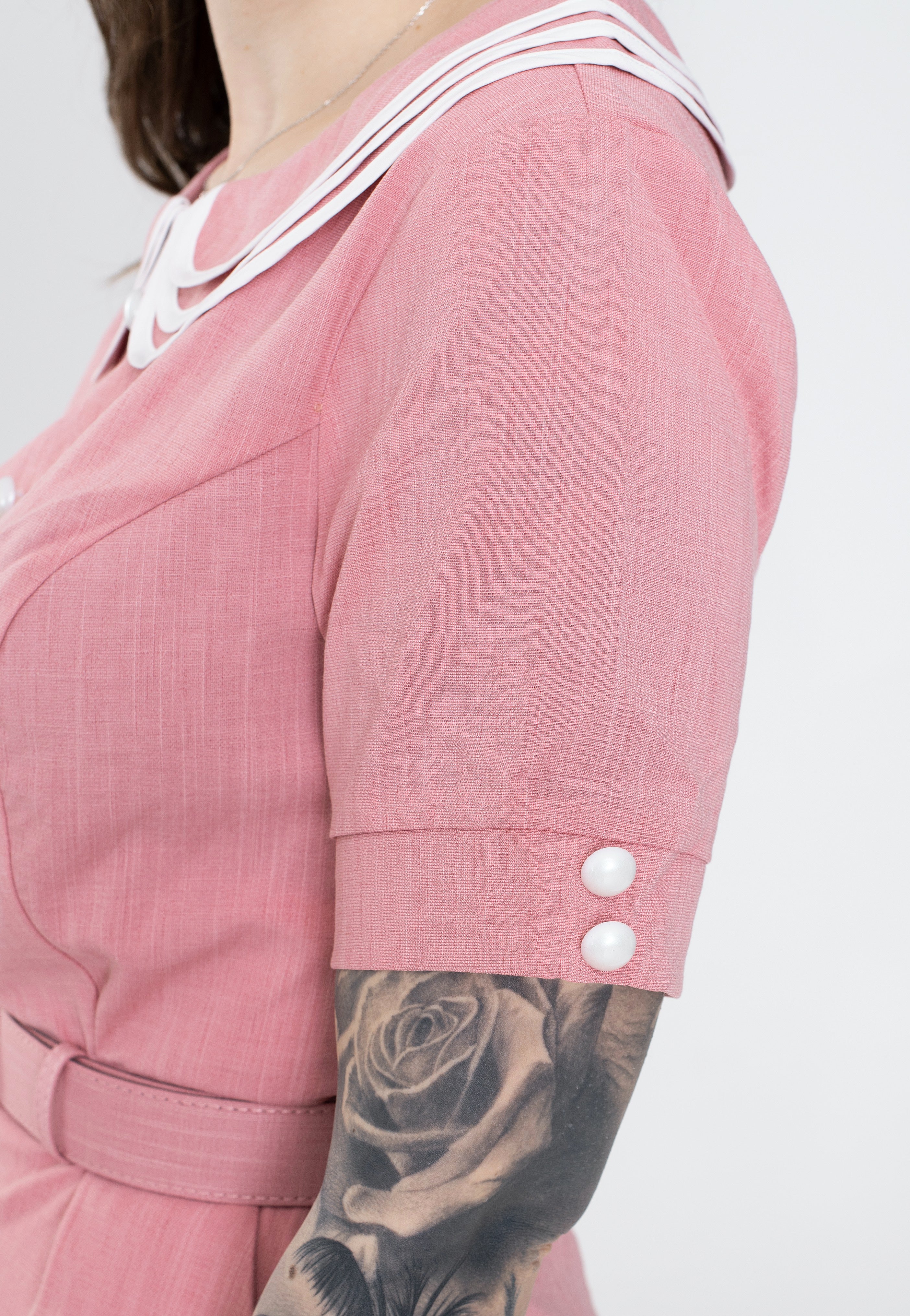 Voodoo Vixen - Layered Collar Belted Pink - Dress | Women-Image