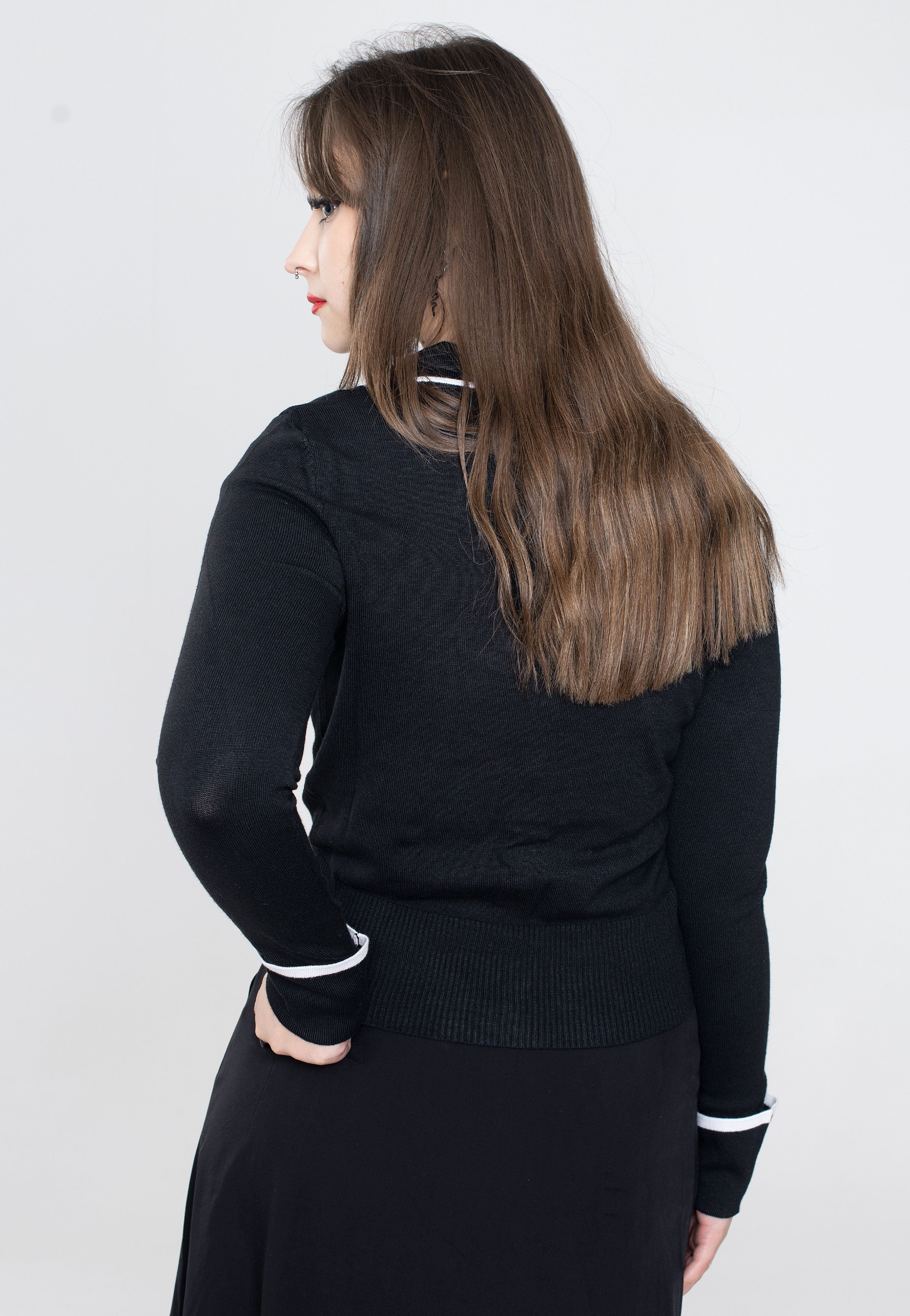 Voodoo Vixen - Virginia Long Sleeve Spider Web Collar Black - Cardigan | Women-Image