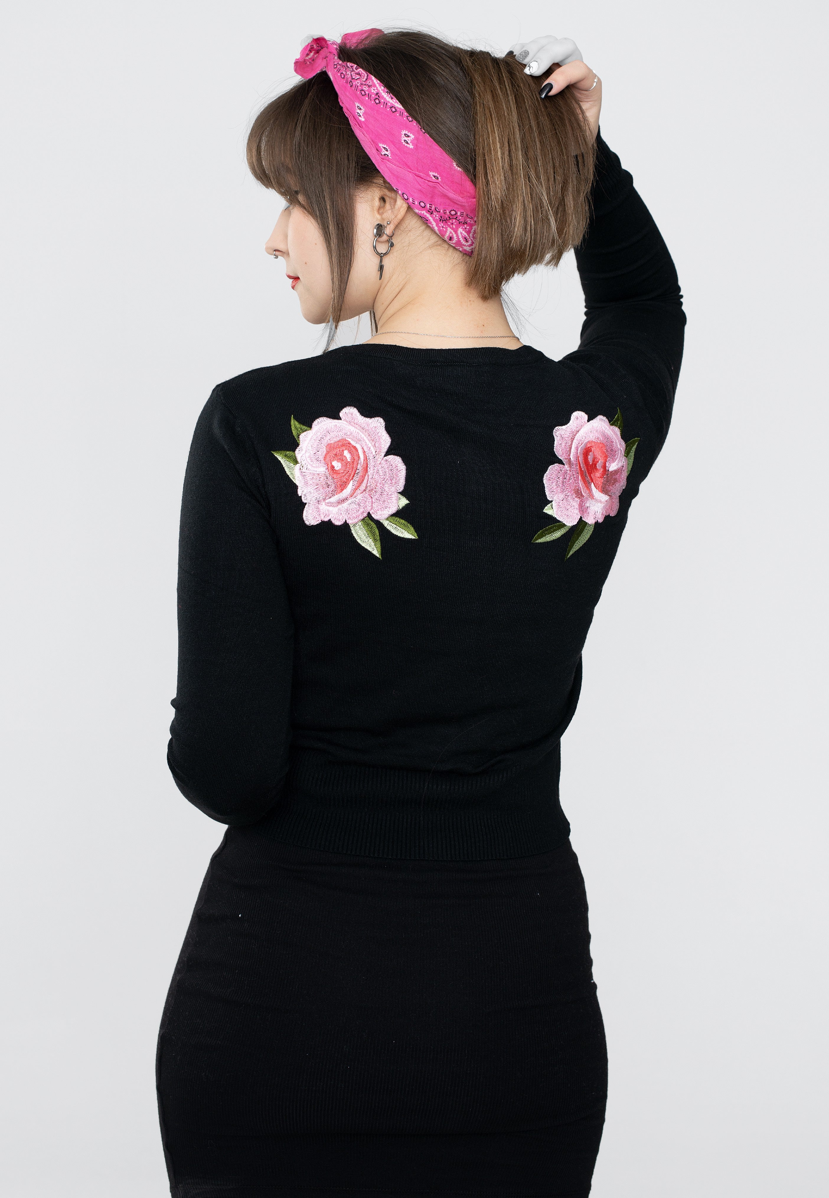 Voodoo Vixen - Dark Floral Emb Black - Cardigan | Women-Image