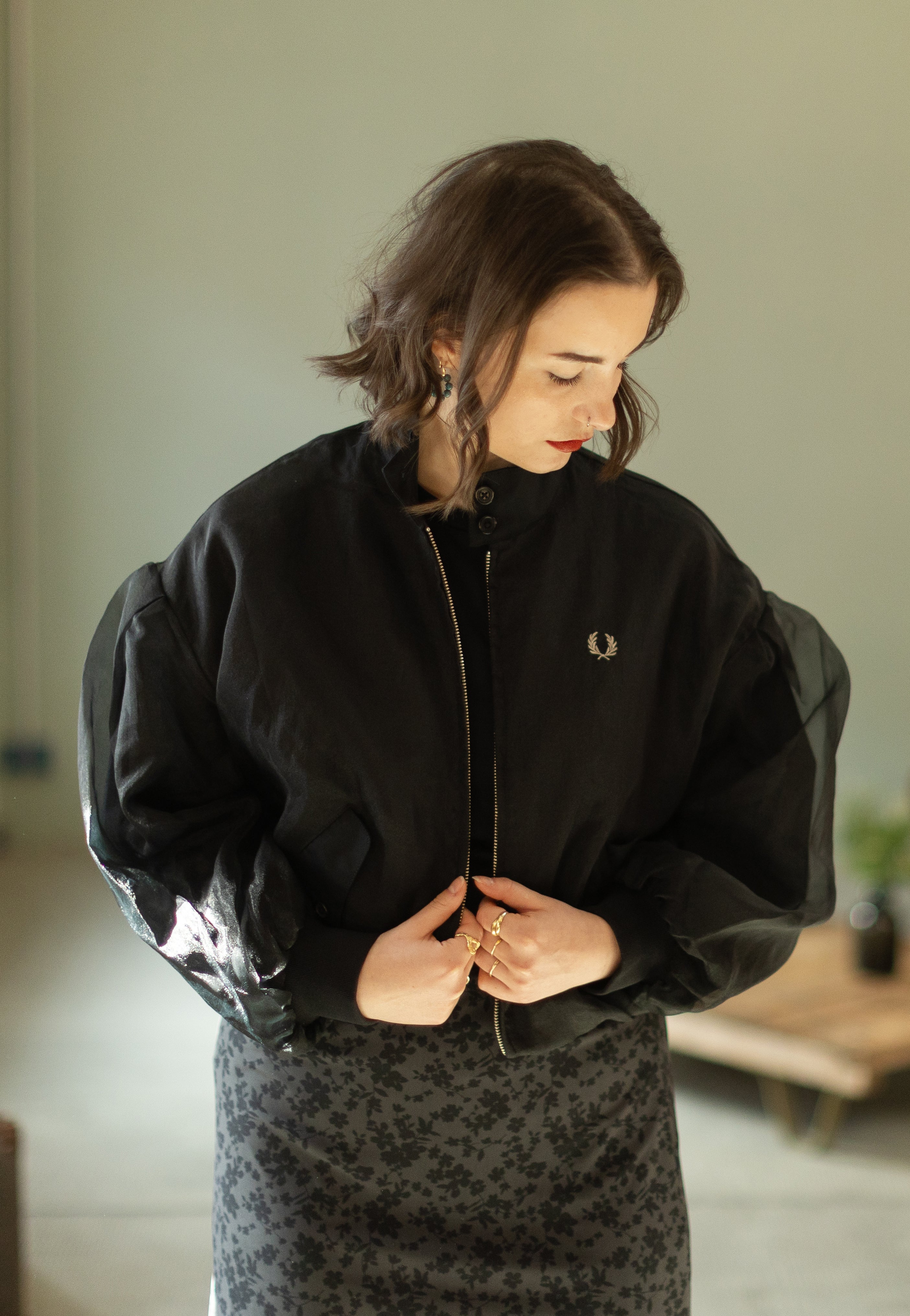 Fred Perry - Sheer Overlay Black - Jacket | Women-Image