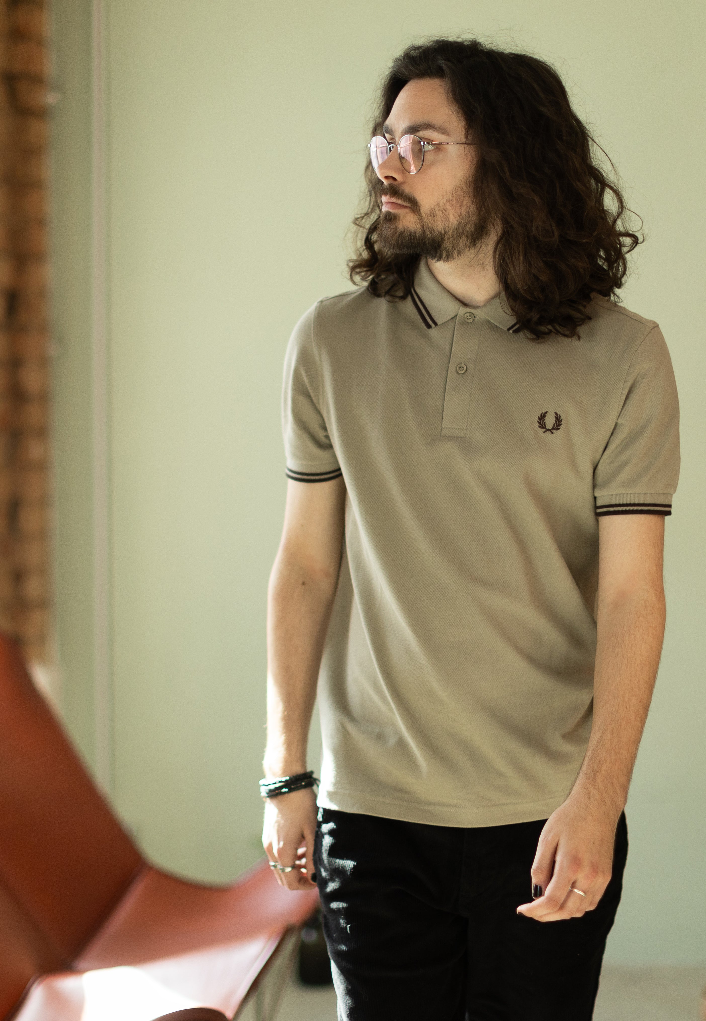 Fred Perry - Twin Tipped Warm Grey/Brick - Polo | Men-Image