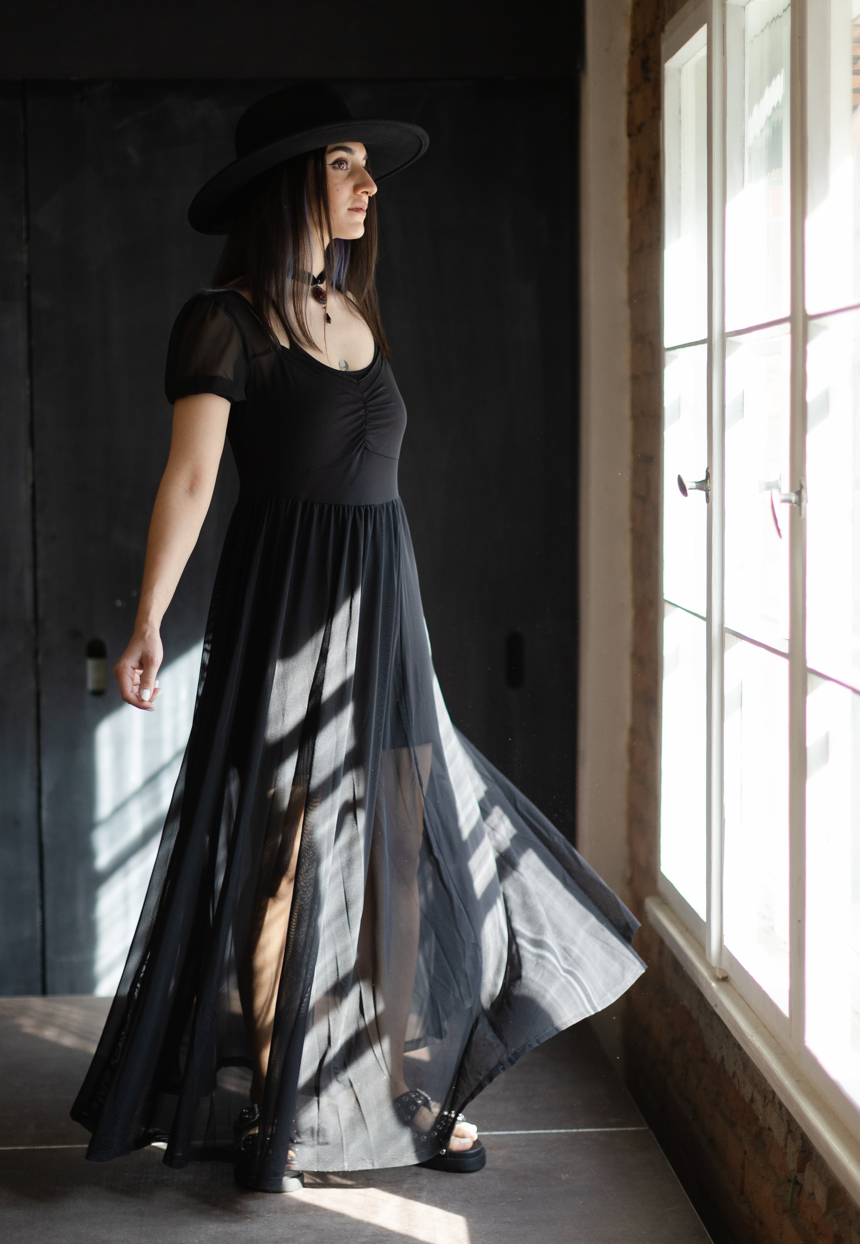 Foxblood - Lily Mesh Maxi Black - Dress | Women-Image