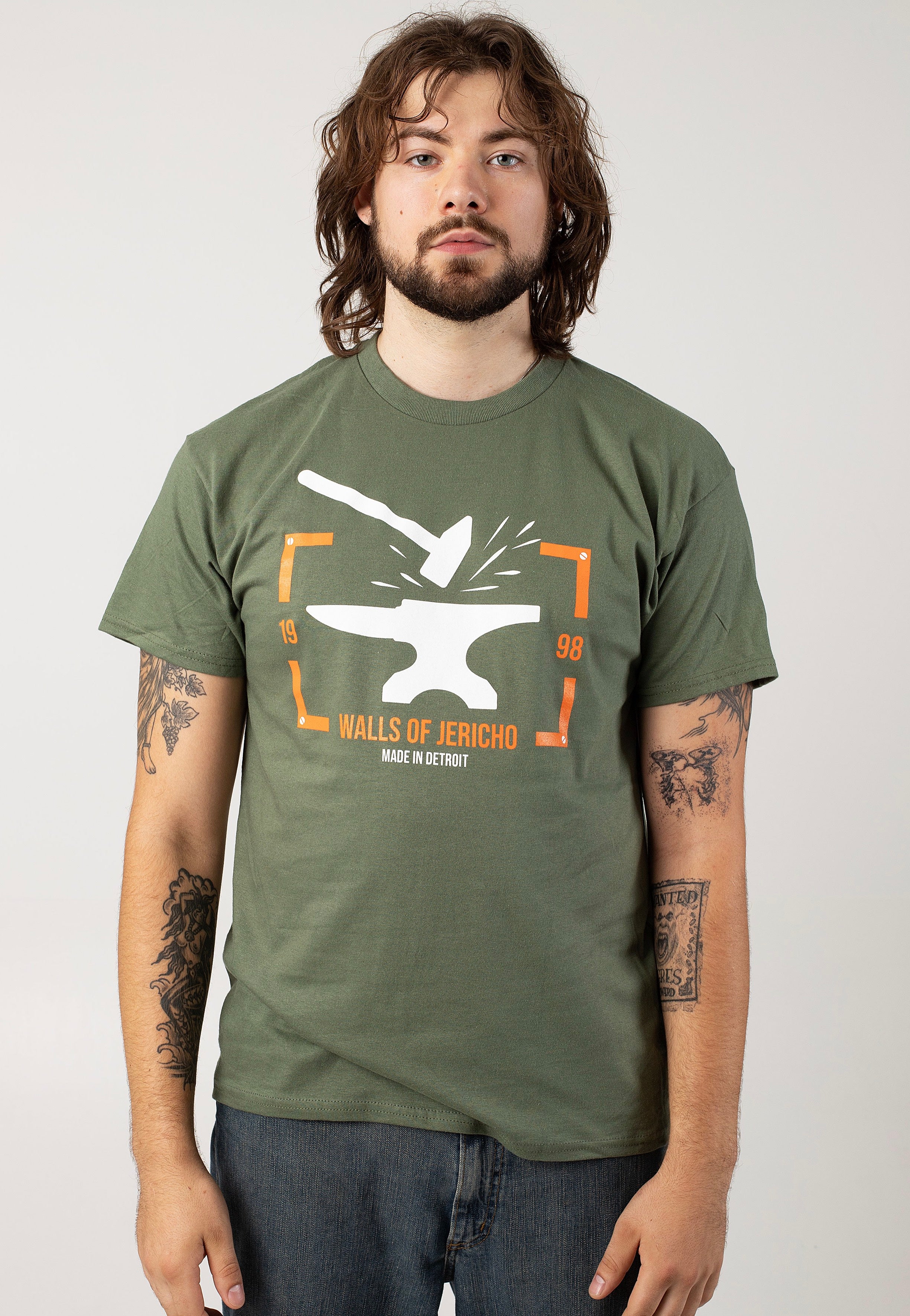 Walls Of Jericho - Hammer And Anvil Military Green - T-Shirt | Men-Image