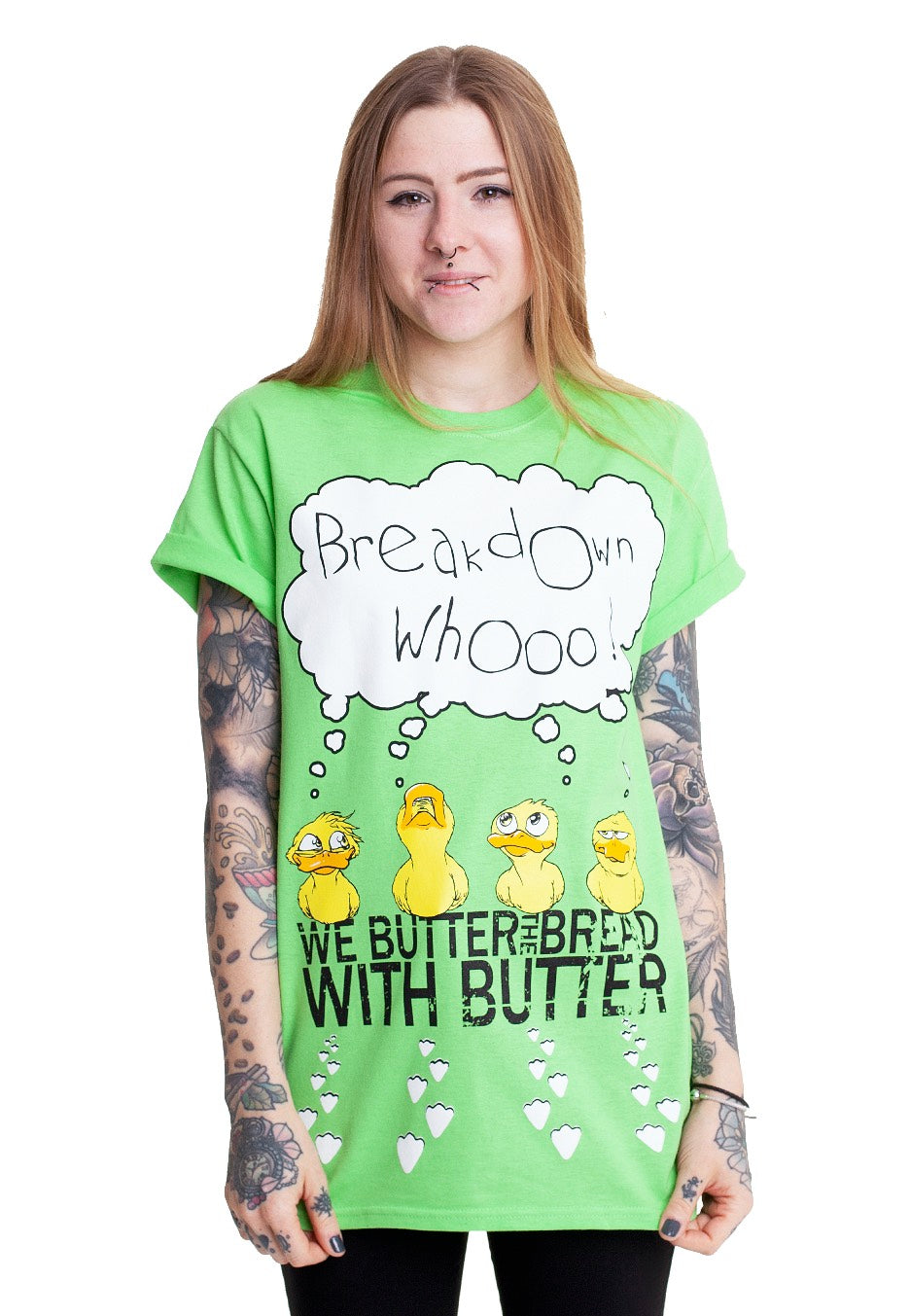 We Butter The Bread With Butter - Entchen Lime - T-Shirt | Women-Image