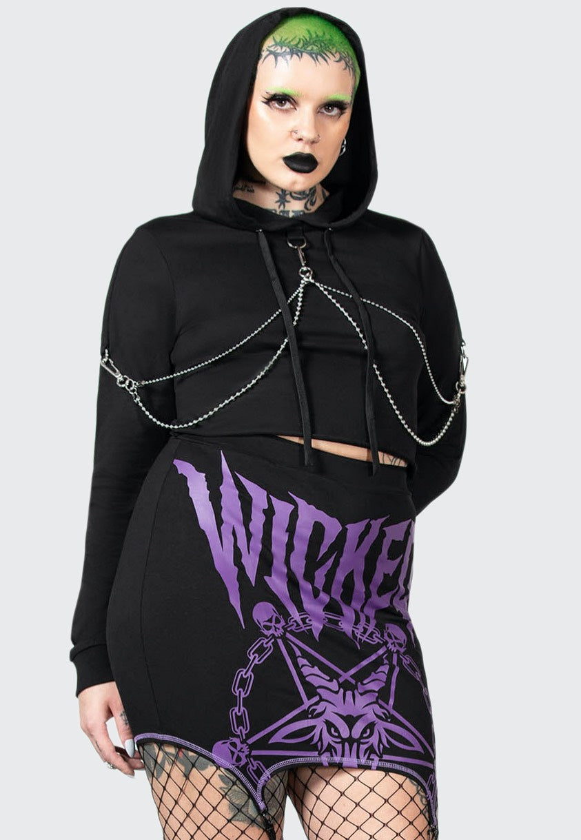 Killstar - Wicked Crop Crew Black - Hoodie | Women-Image