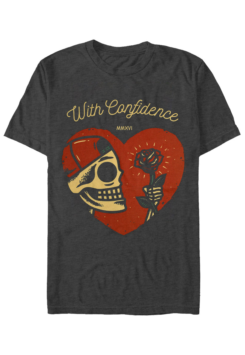 With Confidence - Heart Dark Grey - T-Shirt | Neutral-Image