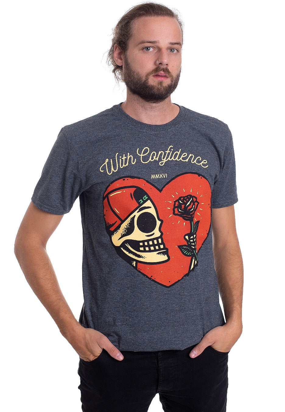 With Confidence - Heart Dark Grey - T-Shirt | Men-Image