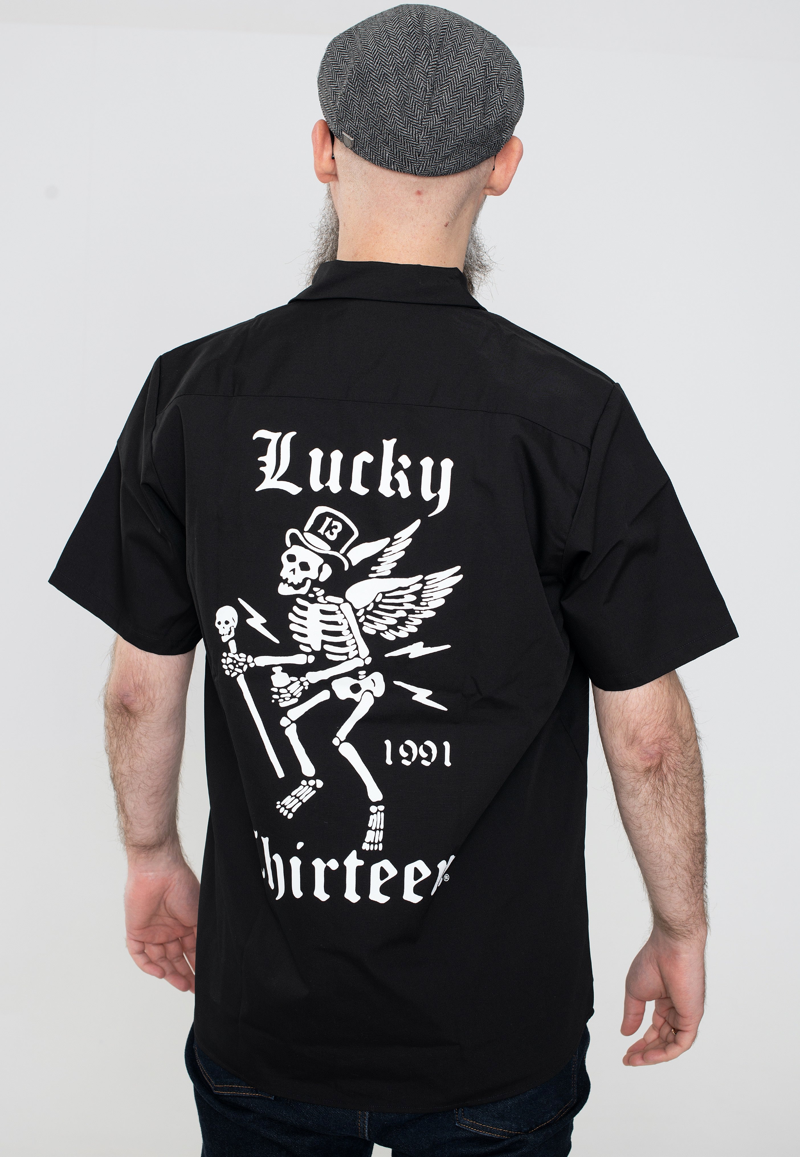 Lucky 13 - The Winged Skully Work Charcoal - Shirt | Men-Image