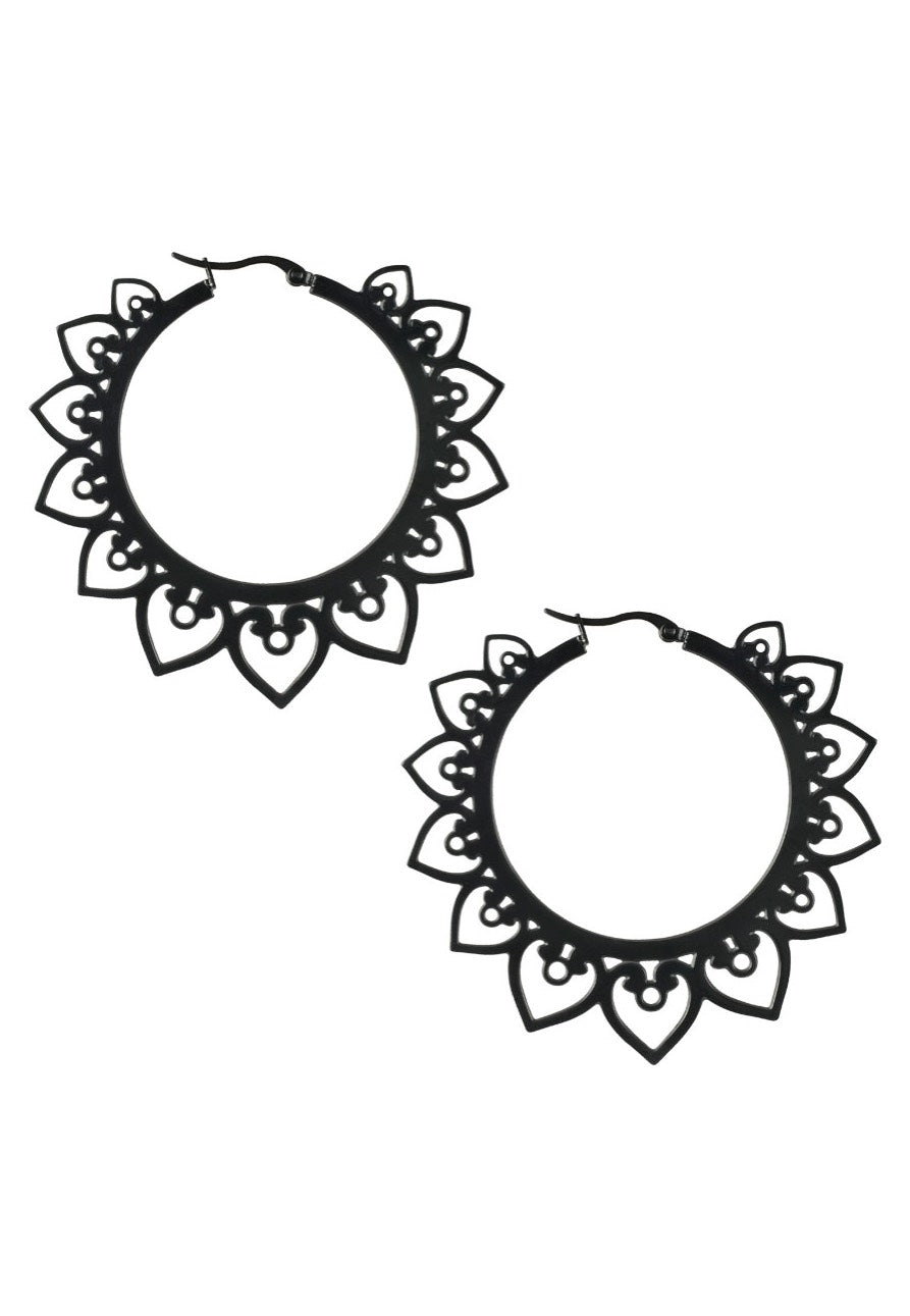 Wildcat - Hearts Hoops (Pair) Black - Earrings | Neutral-Image