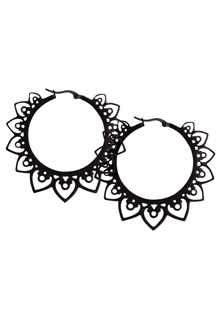 Wildcat - Hearts Hoops (Pair) Black - Earrings | Neutral-Image