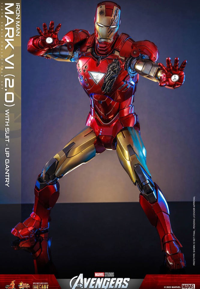 The Avengers - Iron Man Mark VI (2.0) with Suit Up Gantry Movie Masterpiece Diecast 1:6 - Action Figure | Neutral-Image